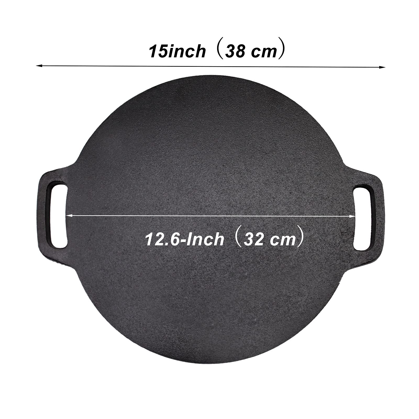 Brightalk 12.6-Inch Cast Iron Roti Tawa, Double Handled Cast Iron Crepe Pan For Dosa, Tortillas