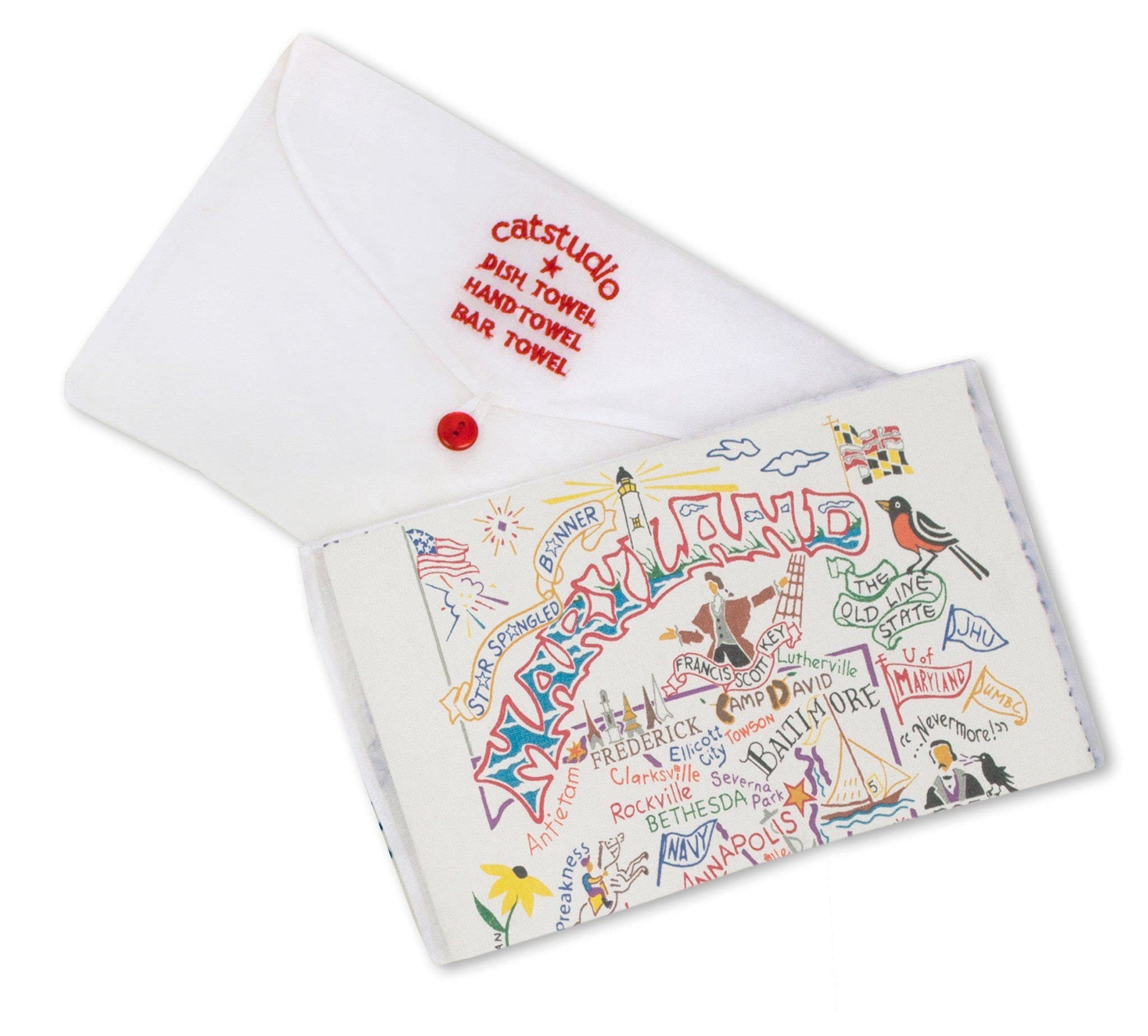 Catstudio Maryland Dish Towel - U.S. State Souvenir Kitchen And Hand Towel With Original Artwork - Perfect Tea Towel For Marylan