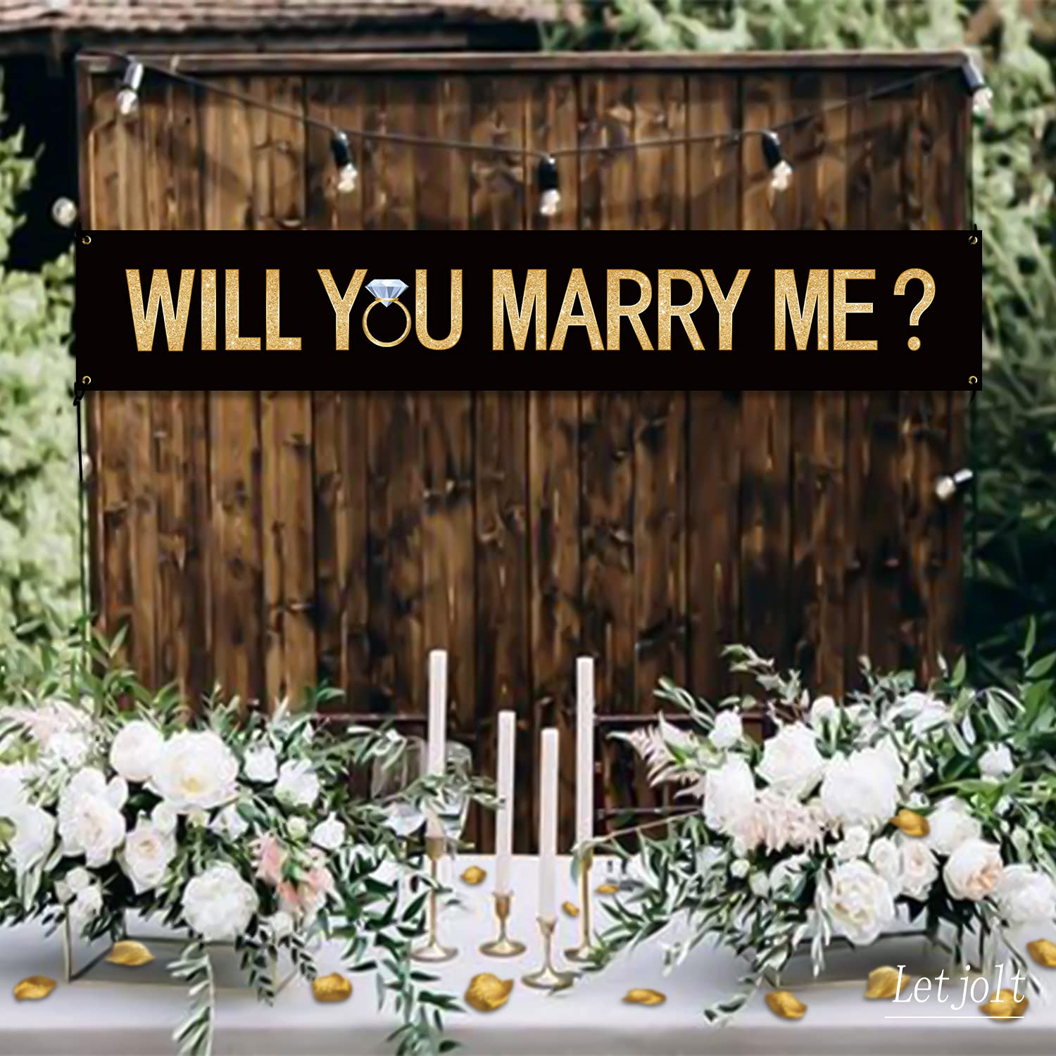 Marry Me Black Banner Will You Marry Me Large Black Banner Marriage Valentine'S Day Proposal Winter Supplies Engagement Lawn Sig