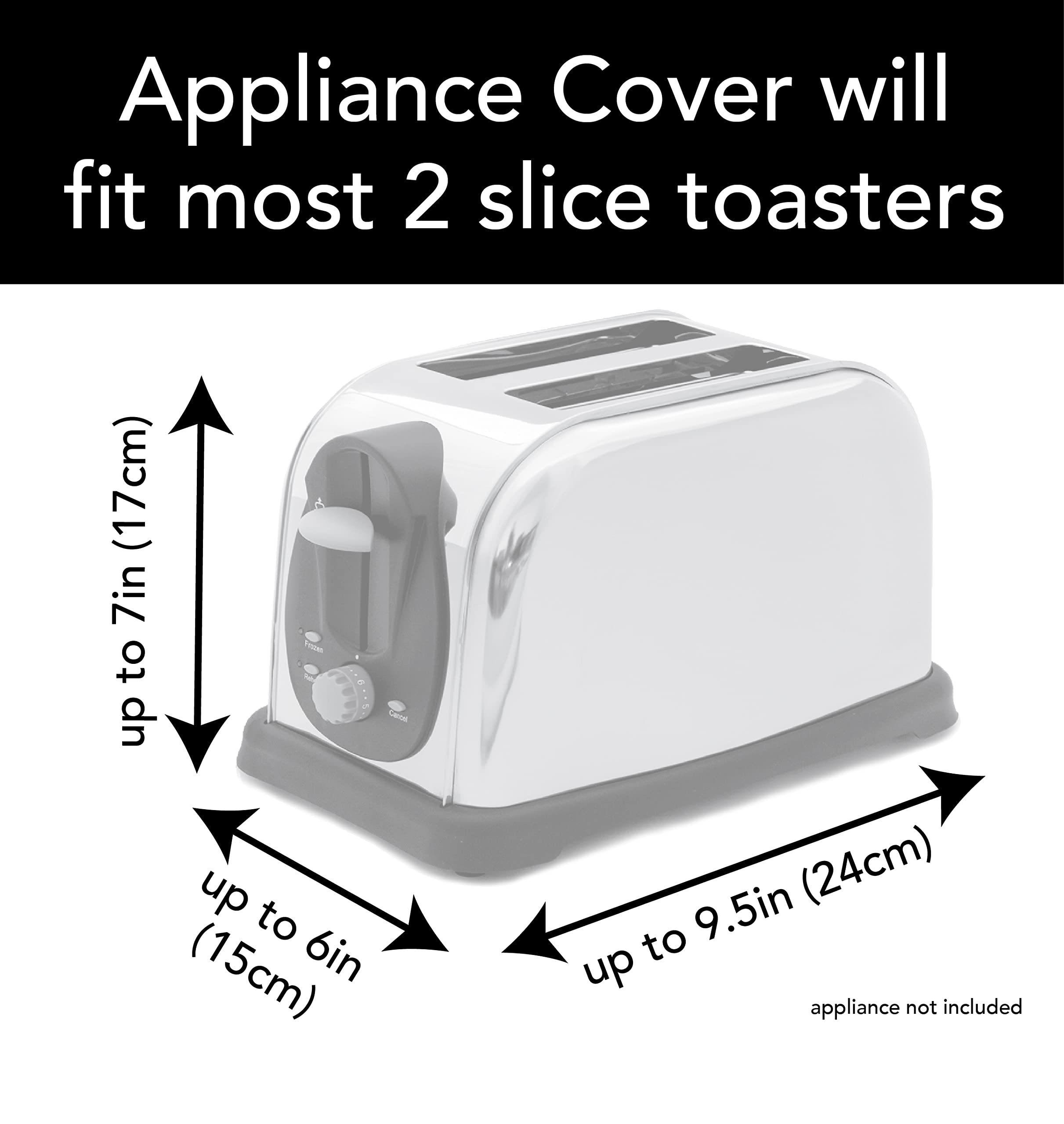 Ritz Premium Universal Two Slice Toaster Cover, 11.25'' X 5.75'' X 7'', Polyester And Cotton Quilted, Fingerprint Protector, Sup