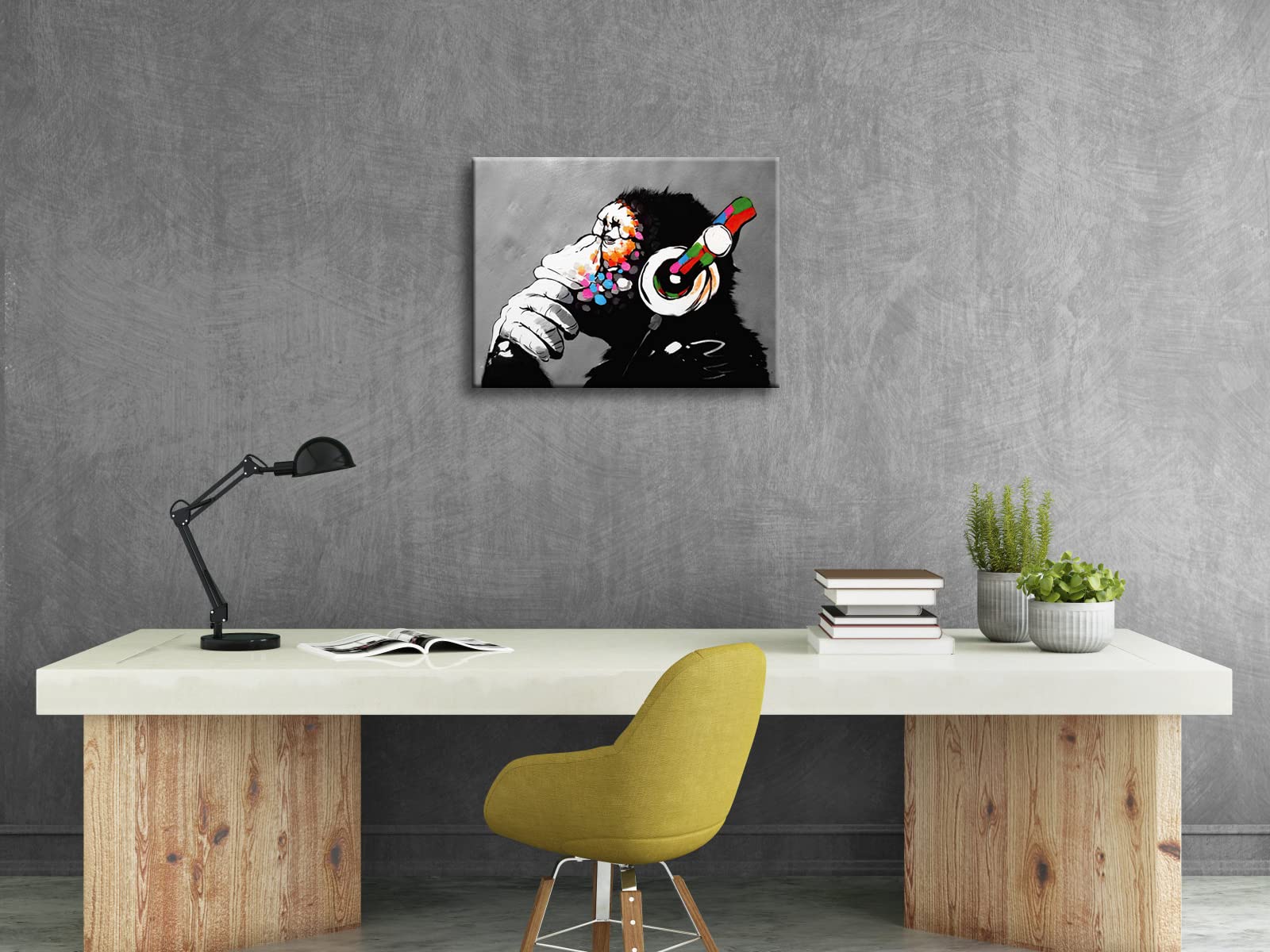 Wieco Art Monkey With Headphones Banksy Dj Chimp Pop Art Cool Ape Abstract Canvas Prints Wall Art Paintings For Living Room Bedr