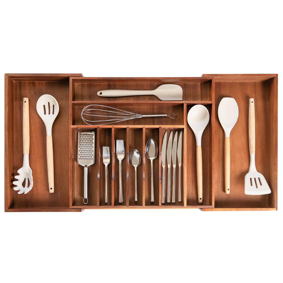 Kitchenedge Premium Silverware, Flatware And Utensil Organizer For Kitchen Drawers, Food-Safe Contract Grade, Expandable From 18