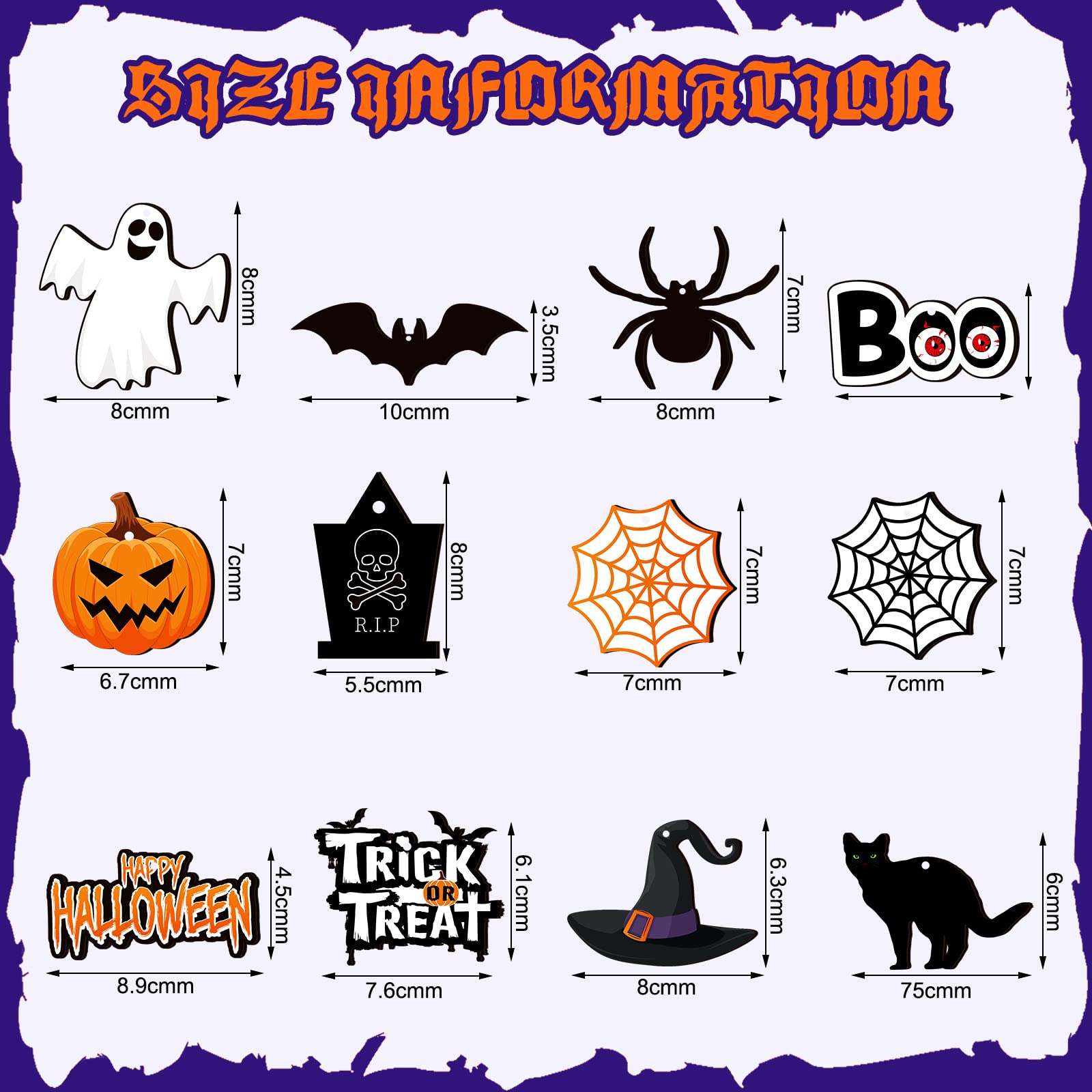 36 Pieces Halloween Wooden Hanging Ornaments Halloween Tree Decorations Wood Hanging Cutouts with Ropes for Trick or Treat Party