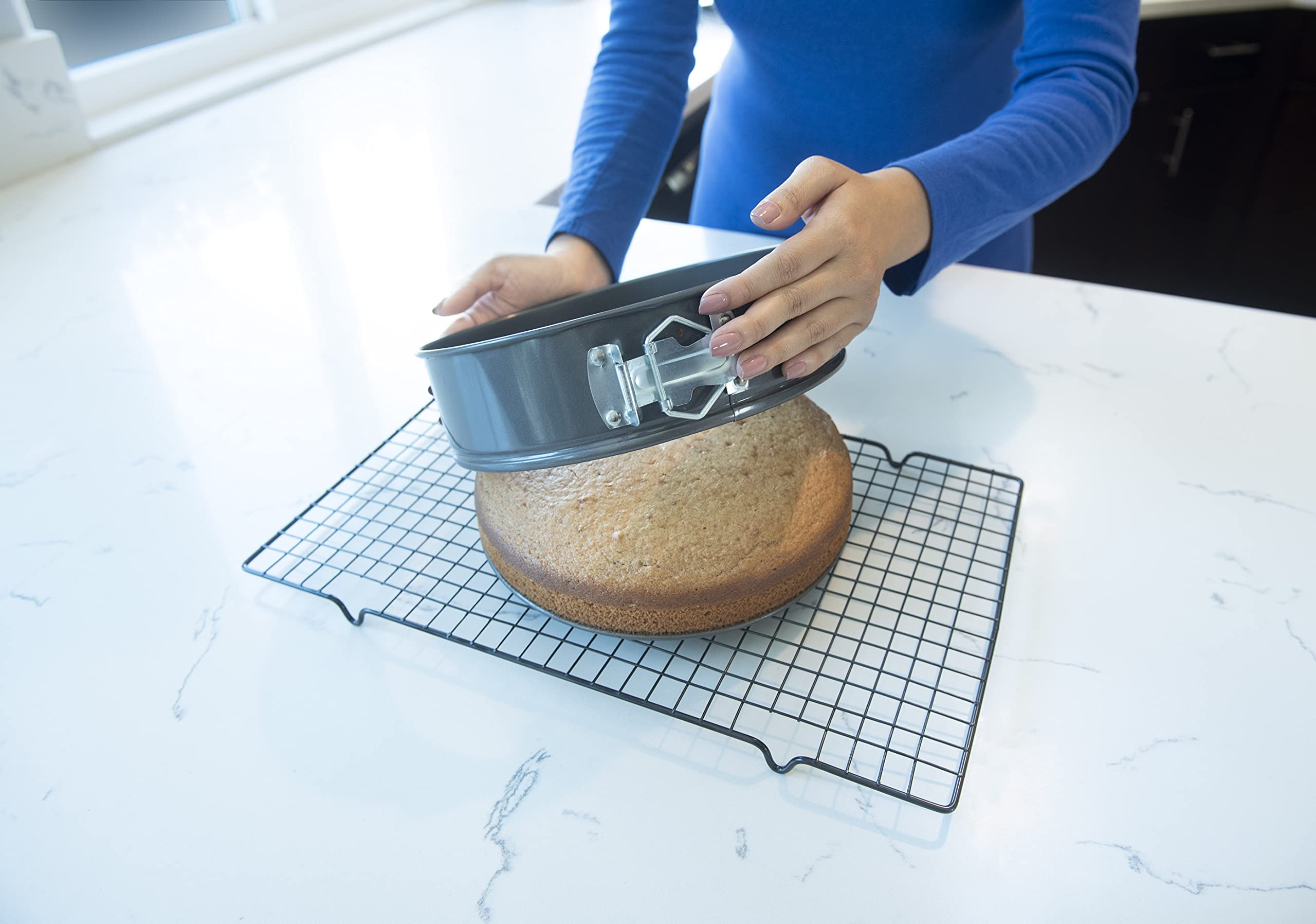 Confection Stand Durable Clasp, Expandable Sides Springform Pan Set, Standard, Gray