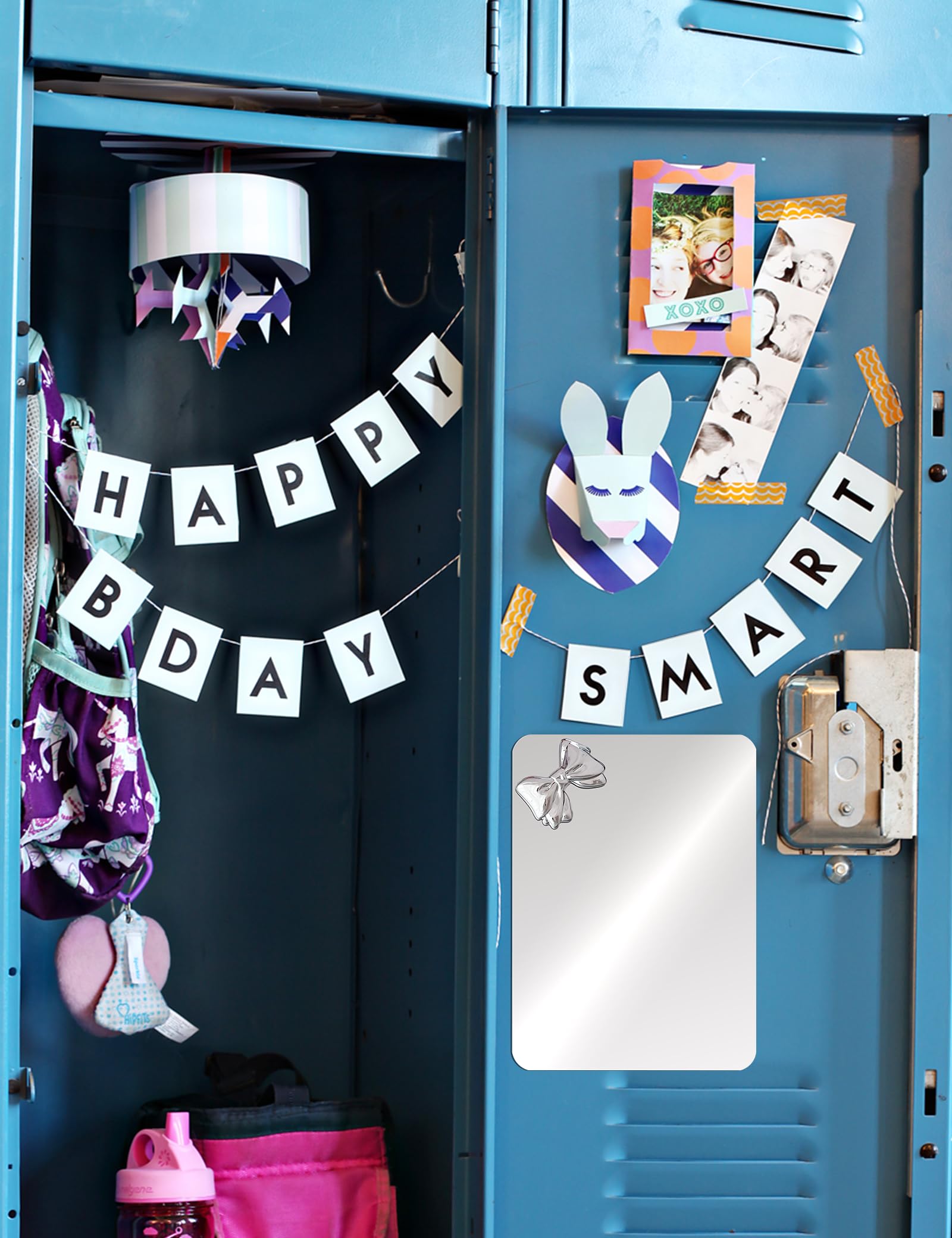 Dbfdpsey 2 Pcs Magnetic Locker Mirror 6X7 Glass Frameless Mirror With Magnetic Backing For School Locker, Bow Makeup Mirrors For