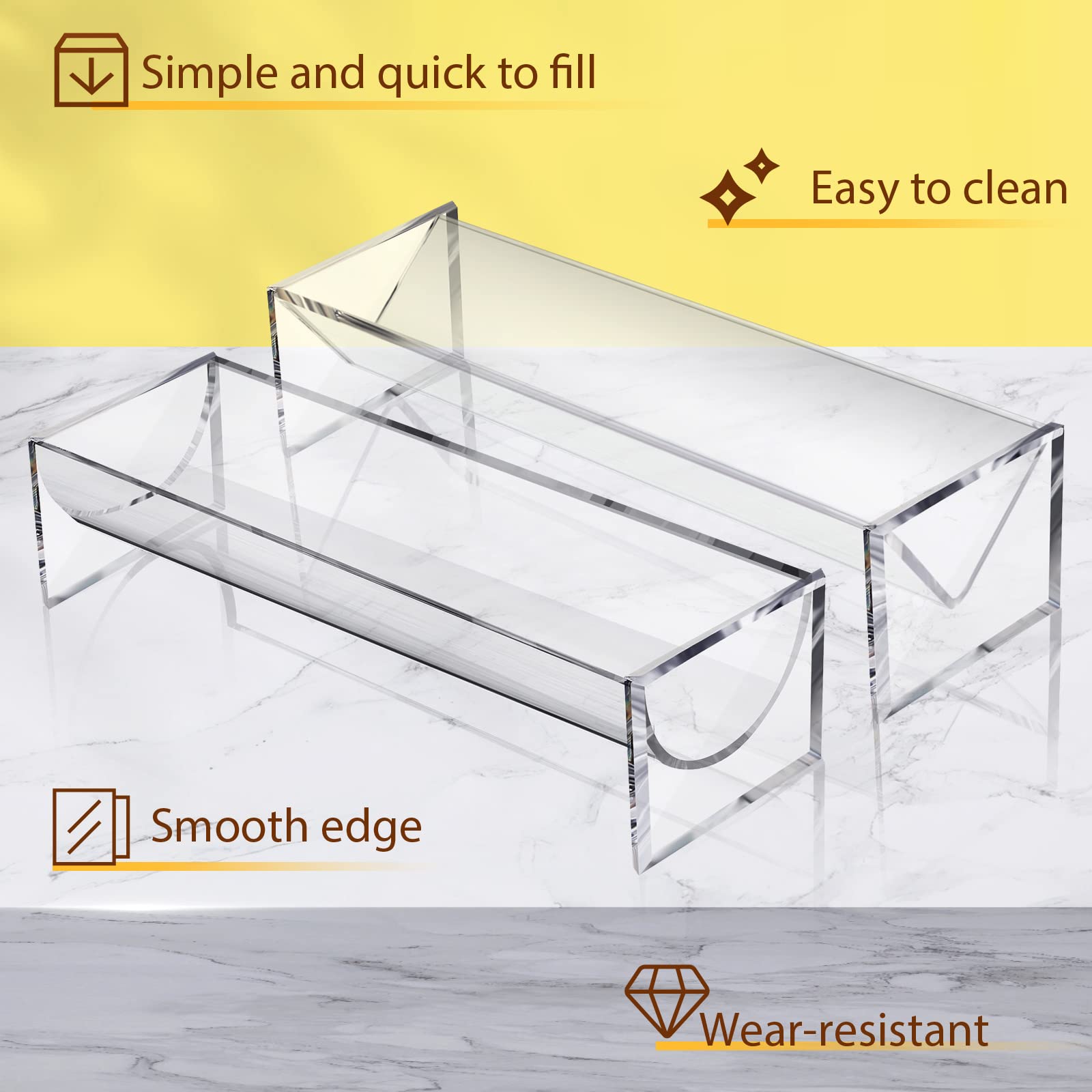 Chunful 4 Pcs Clear Cracker Tray For Serving Rectangular Cracker Holder Acrylic Serving Tray Food Display Stands For Party Biscu