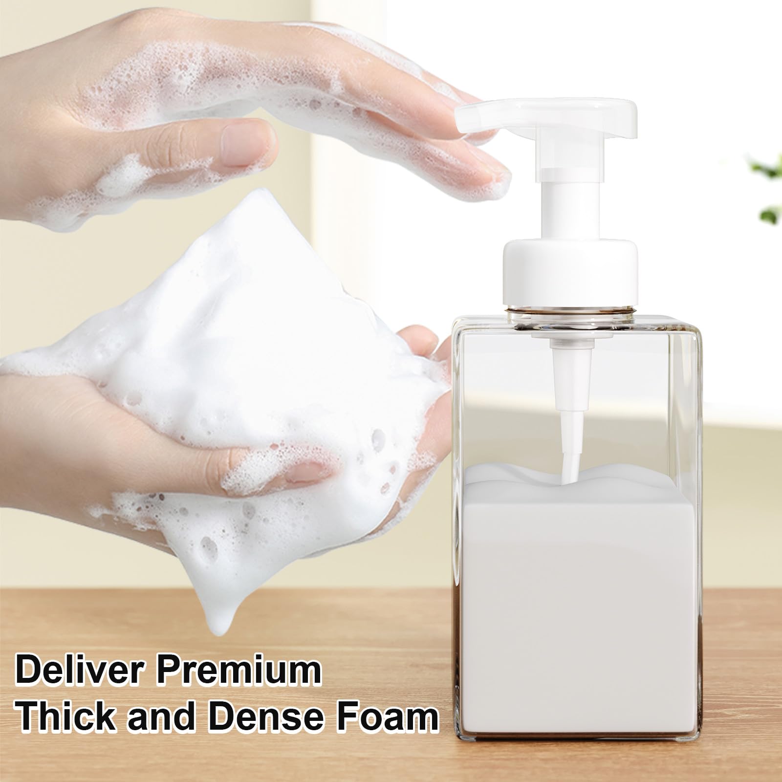Kzeirm Foaming Soap Dispenser, 15 Oz Foam Soap Dispenser For Bathroom & Kitchen, Refillable Foaming Hand Soap Dispenser For Liqu