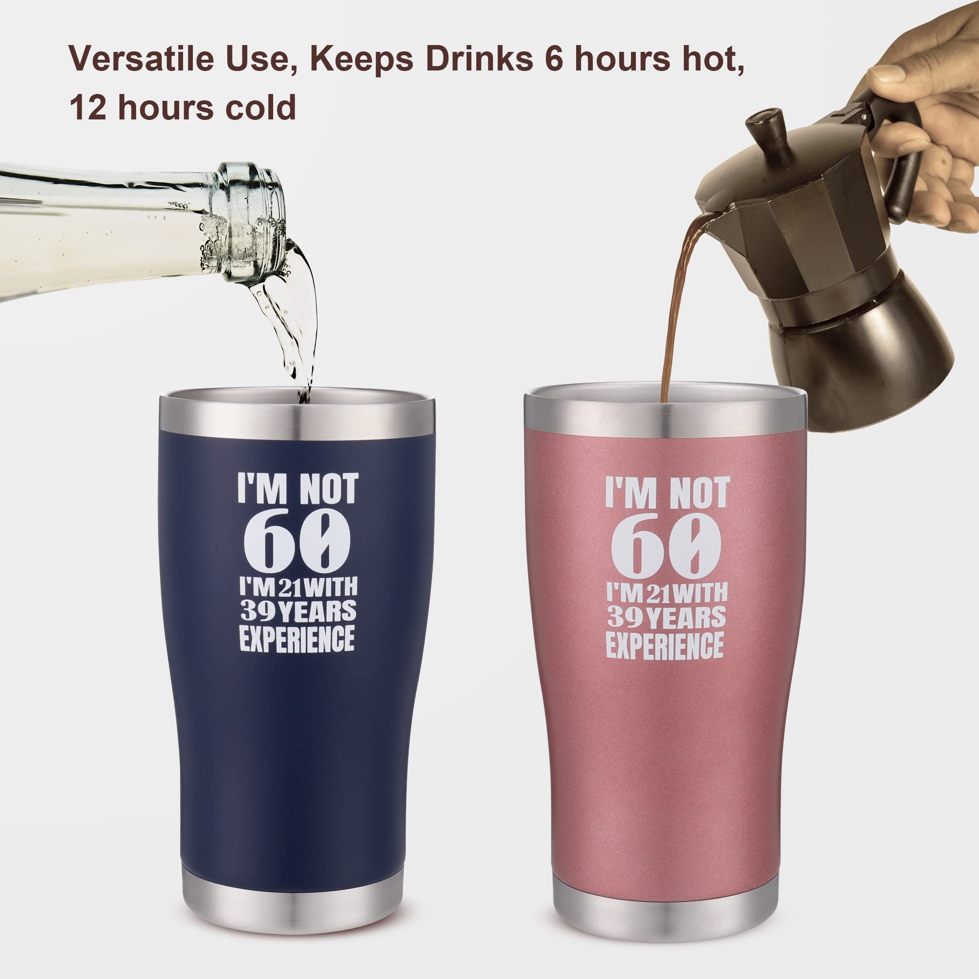 Misty Hawk Vacuum Insulated Tumbler With Lid And Straw- 60Th Birthday Cups (20 Oz), Happy 60Th Birthday Gifts For Women And Men,