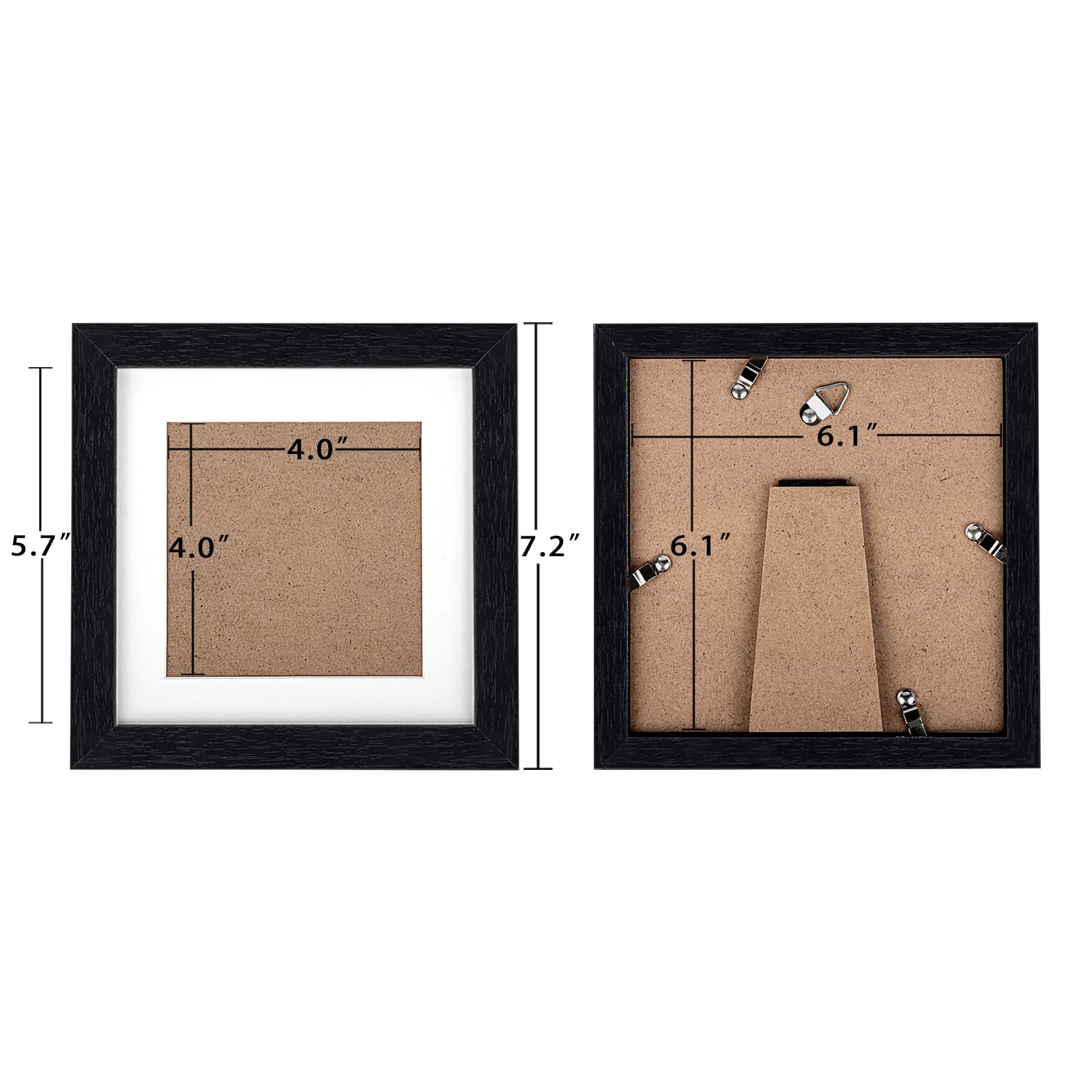 TOFOREVO 6x6 Picture Frames Set of 6 Black Wood Grain Photo Frame for Gallery Wall Mounting or Tabletop Display