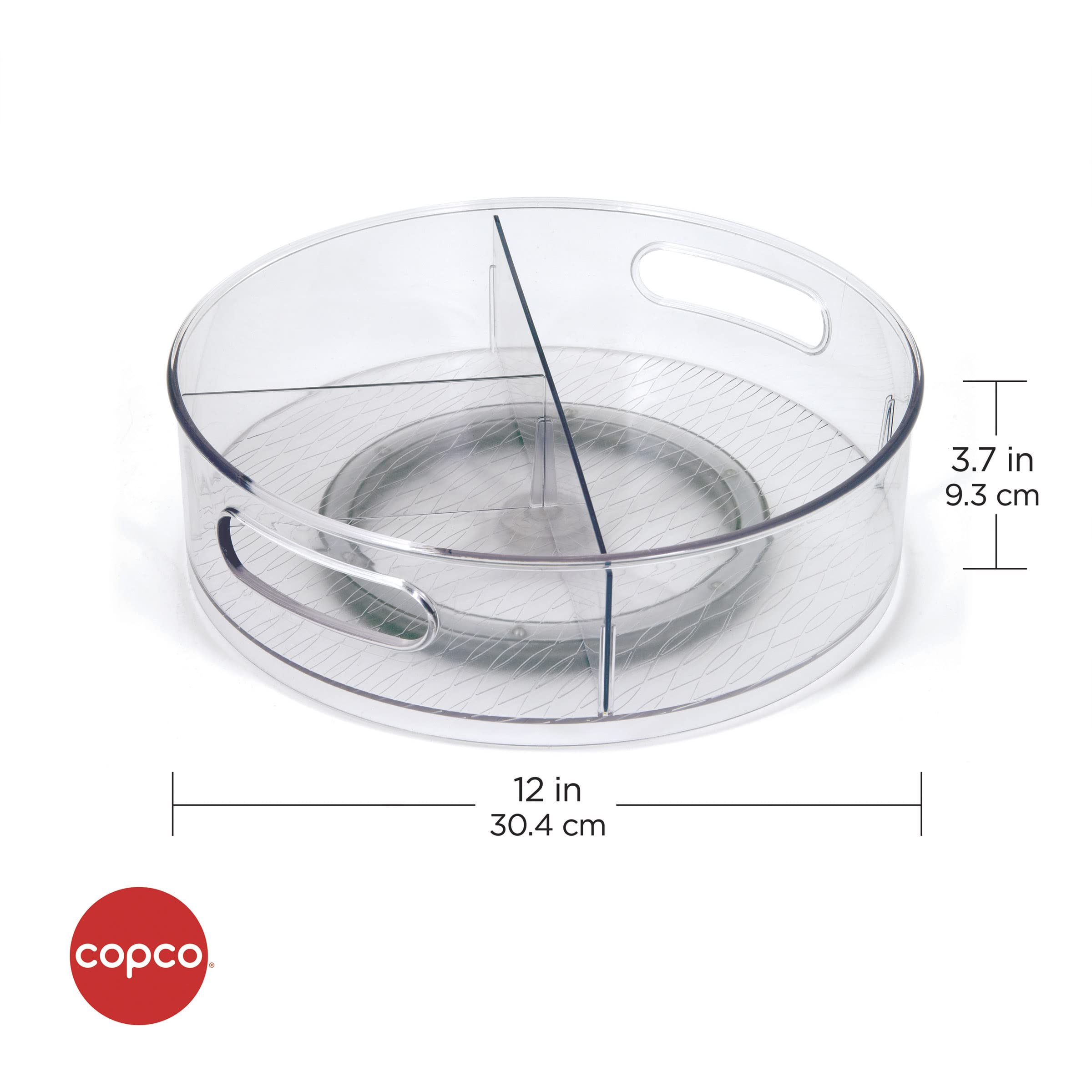 Copco Storage Turntable With Removable Dividers, 12 Inch, Clear