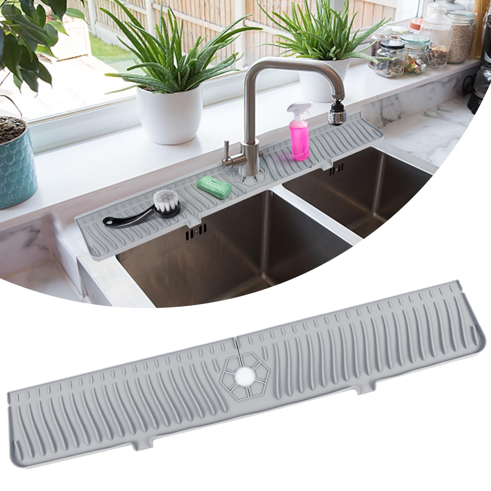 30 Inch Kitchen Sink Splash Guard, Faucet Splash Guard, Kitchen Faucet Mat, Longer Silicone Sink Mat For Kitchen Counter, Bathro