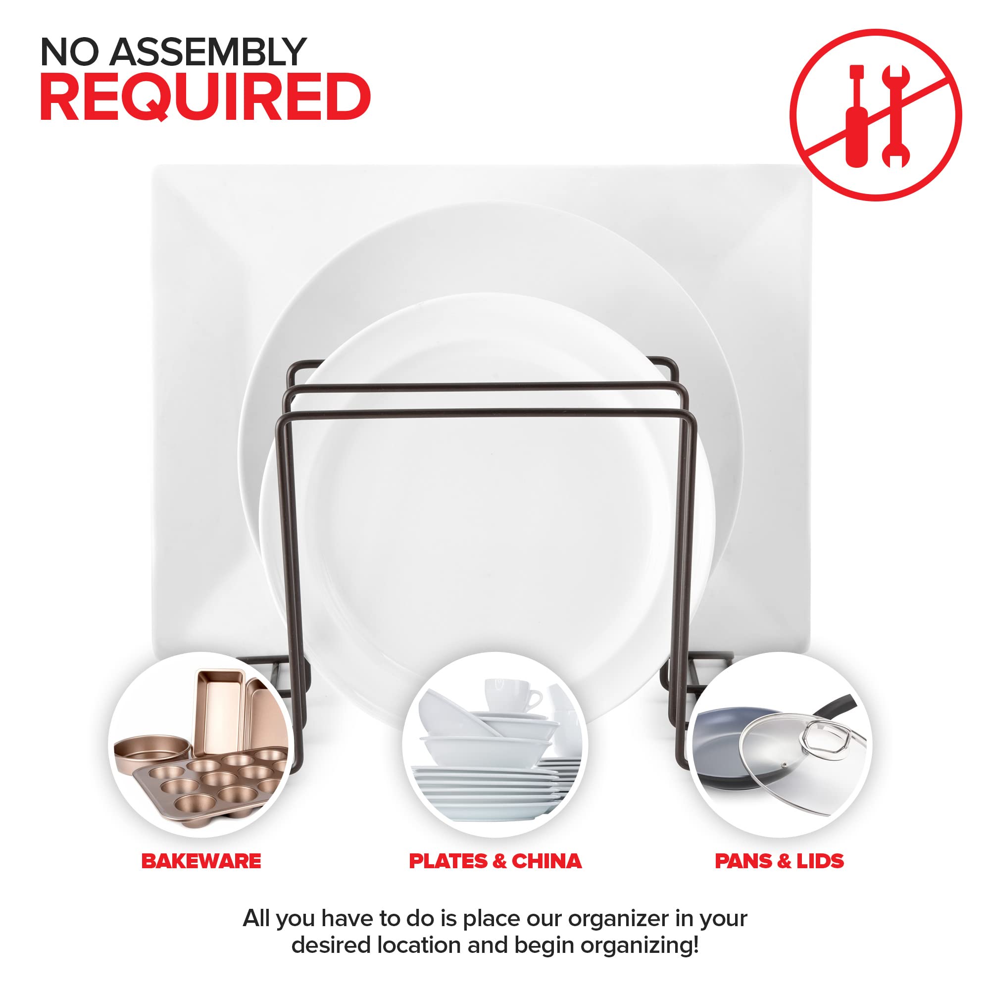 Stock Your Home Bronze (2 Pack) Steel Baking Pan Organizer Rack For Cabinet Or Counter, Holder For Kitchen Cutting Boards, Pot L