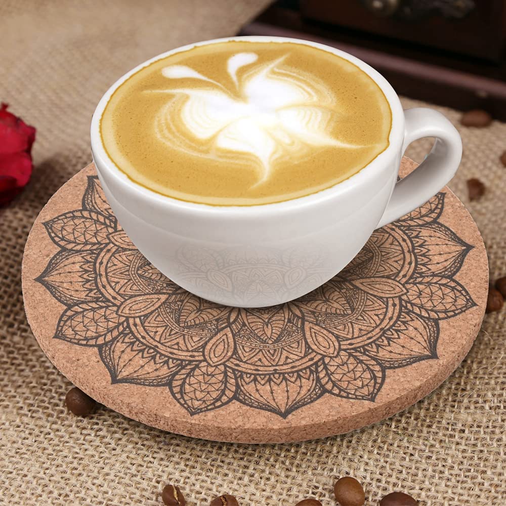 ionEgg Cork Coasters for Drinks Reusable Cup Coaster for Cold or Warm Drinks  Pack of 9 with Metal Holder