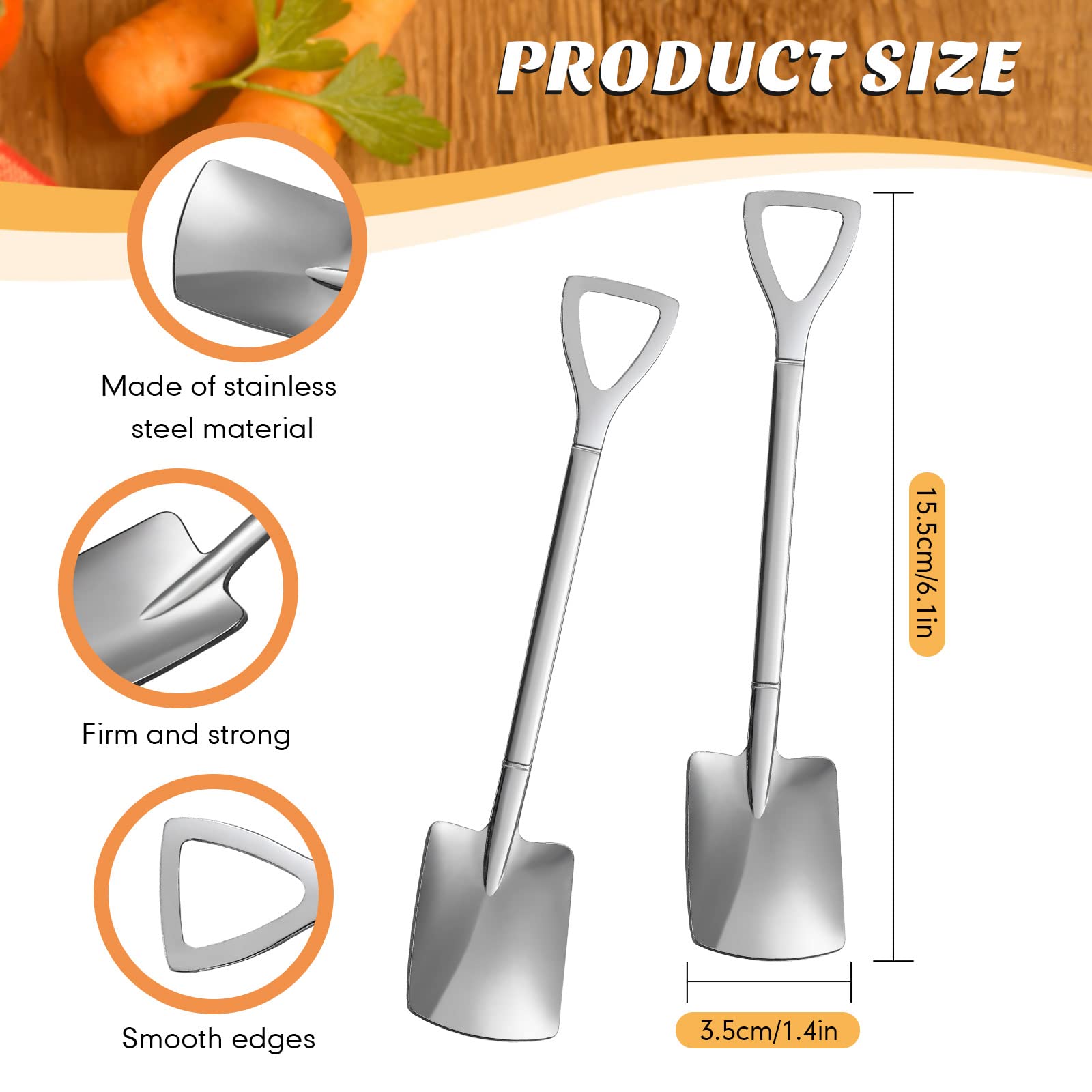 100 Pieces Mini Shovel Spoons 6.1 Inch Dessert Spoons Stainless Steel Silverware Shovel Spoons Ice Cream Spoon Gelato Spoons For