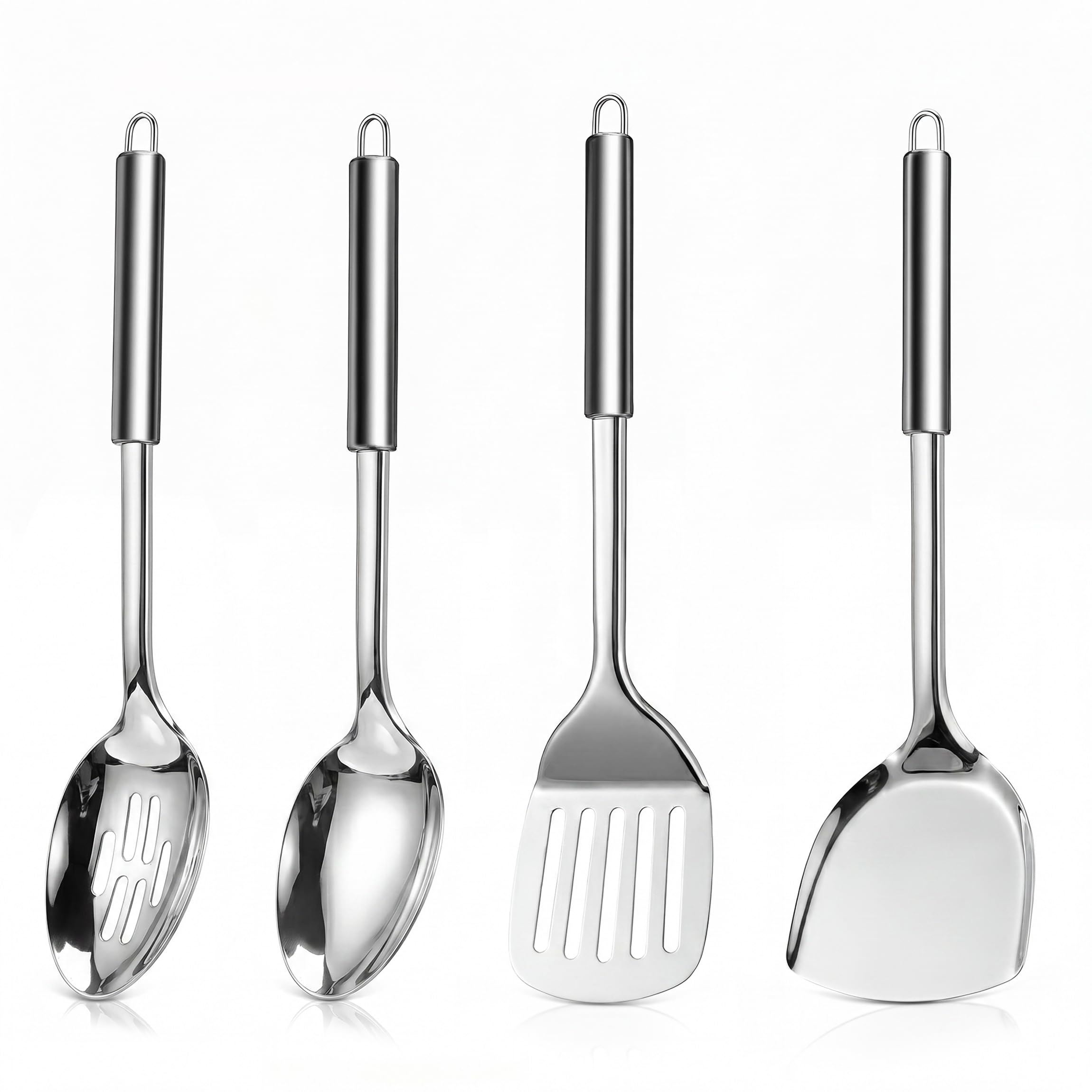 LIANYU Stainless Steel Cooking Utensils Set, 4 PCS Metal Kitchen Utensils