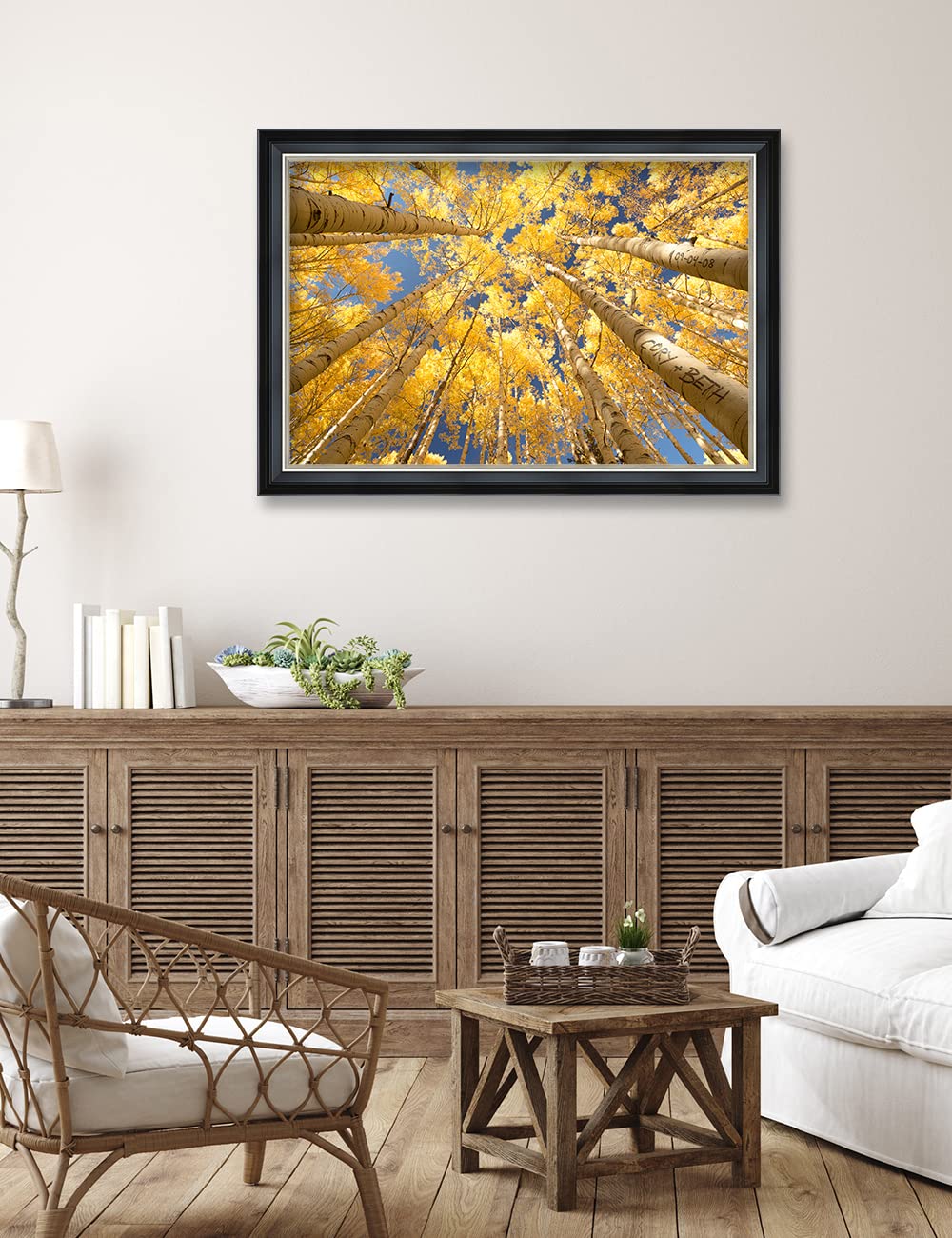 Ipic - Fall In Love, Personalized Ideal Gift Custom Framed Wall Art With Names And Date, Giclee Prints With Solid Wood Frame, Un