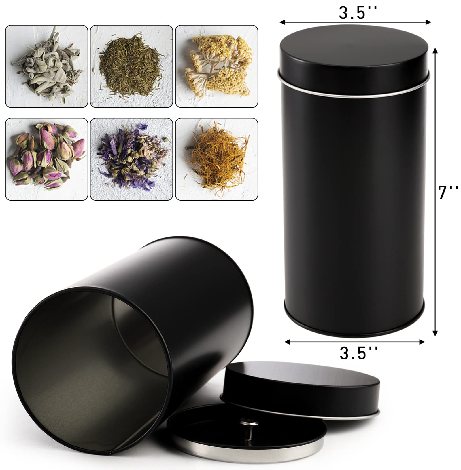 Yesland 6 Pack Tea Tin Canister With Airtight Double Lids, 32 Fl Oz Tin Can Box And Large Round Kitchen Canisters For Loose Tea,