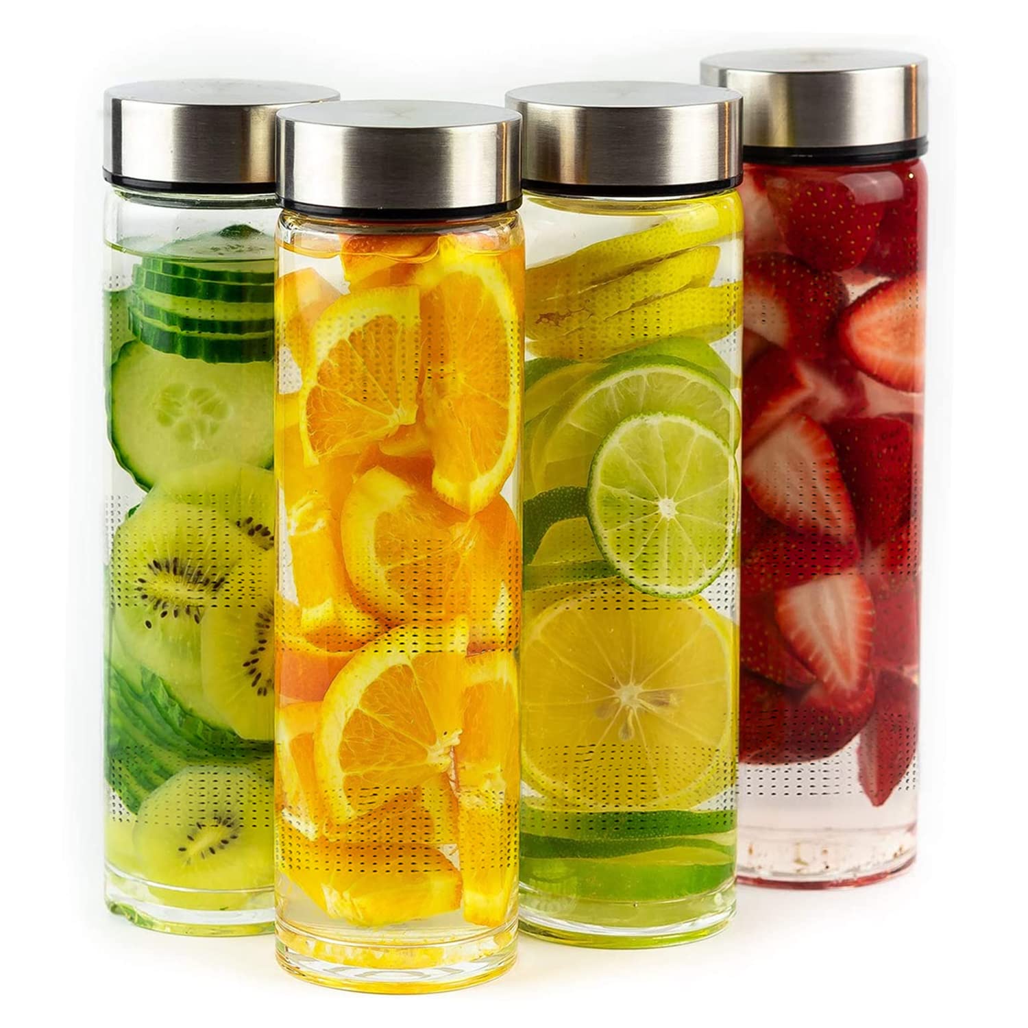 Brezzycloud 750ml Wide Mouth Airtight Glass water Bottle with LeakProof Double Layer Stainless Steel Lid  store Water, Smoothi