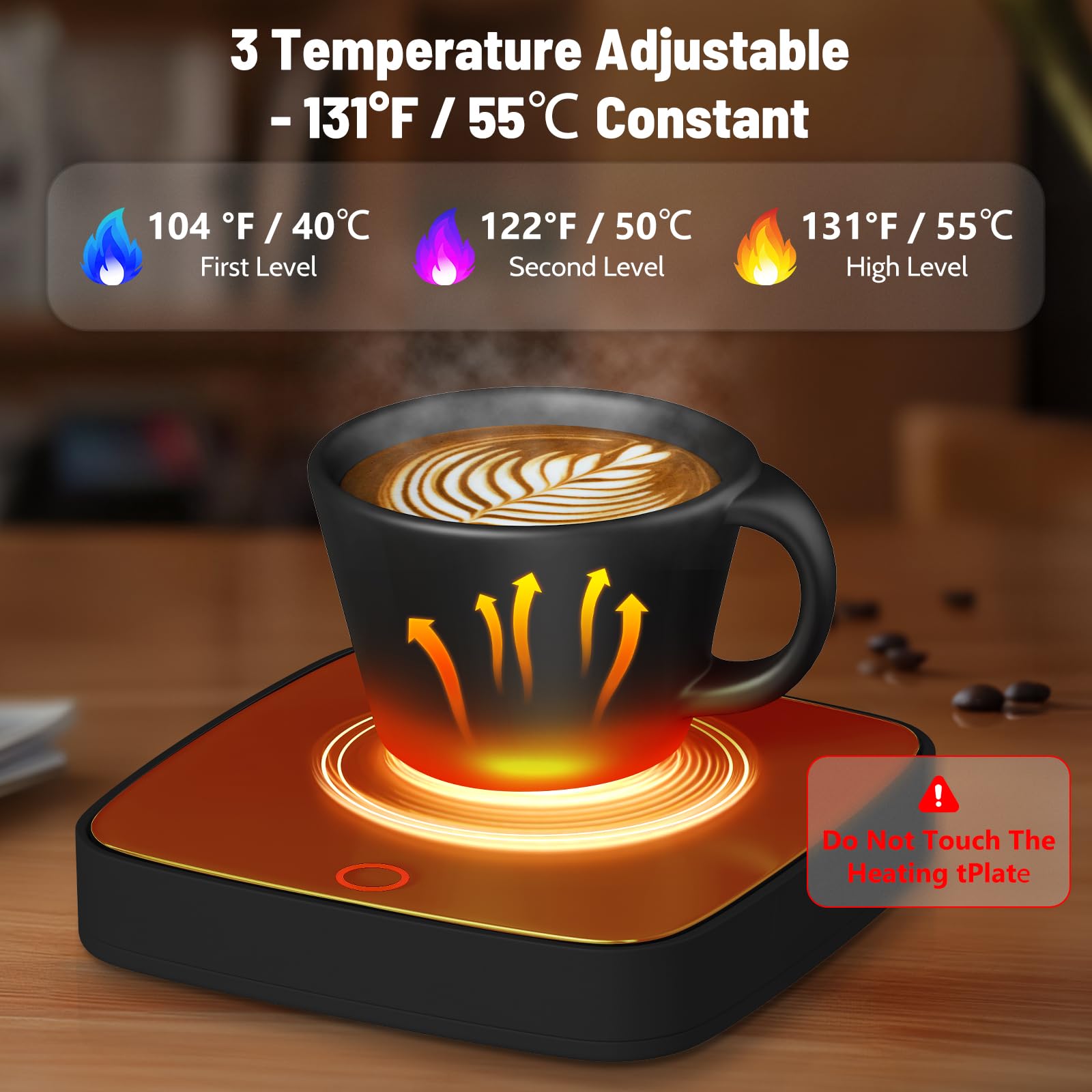 Coffee Mug Warmer, Coffee Warmer For Desk With 3 Temperature Settings, 8H Auto Shut Off Coffee Cup Warmer, Smart Beverage Warmer