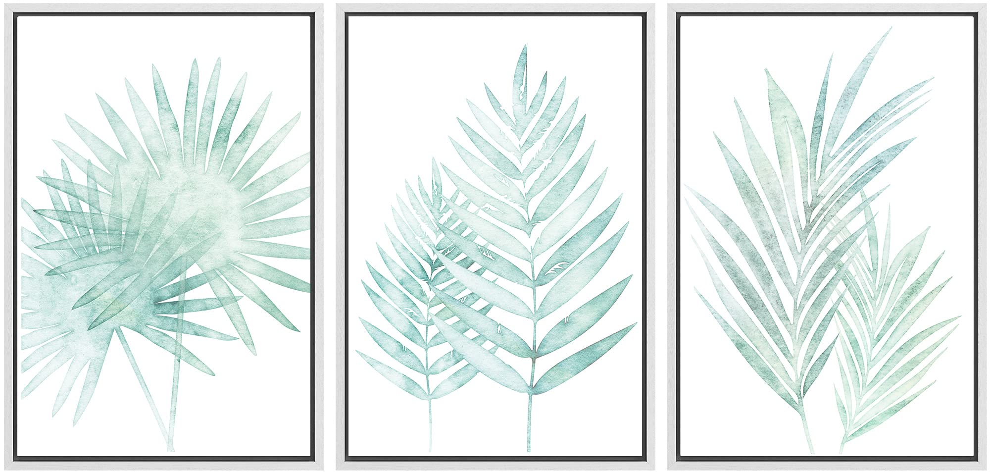 Signwin Framed Canvas Print Wall Art Set Pastel Watercolor Forest Plant Collage Nature Floral Illustrations Modern Rustic Scenic