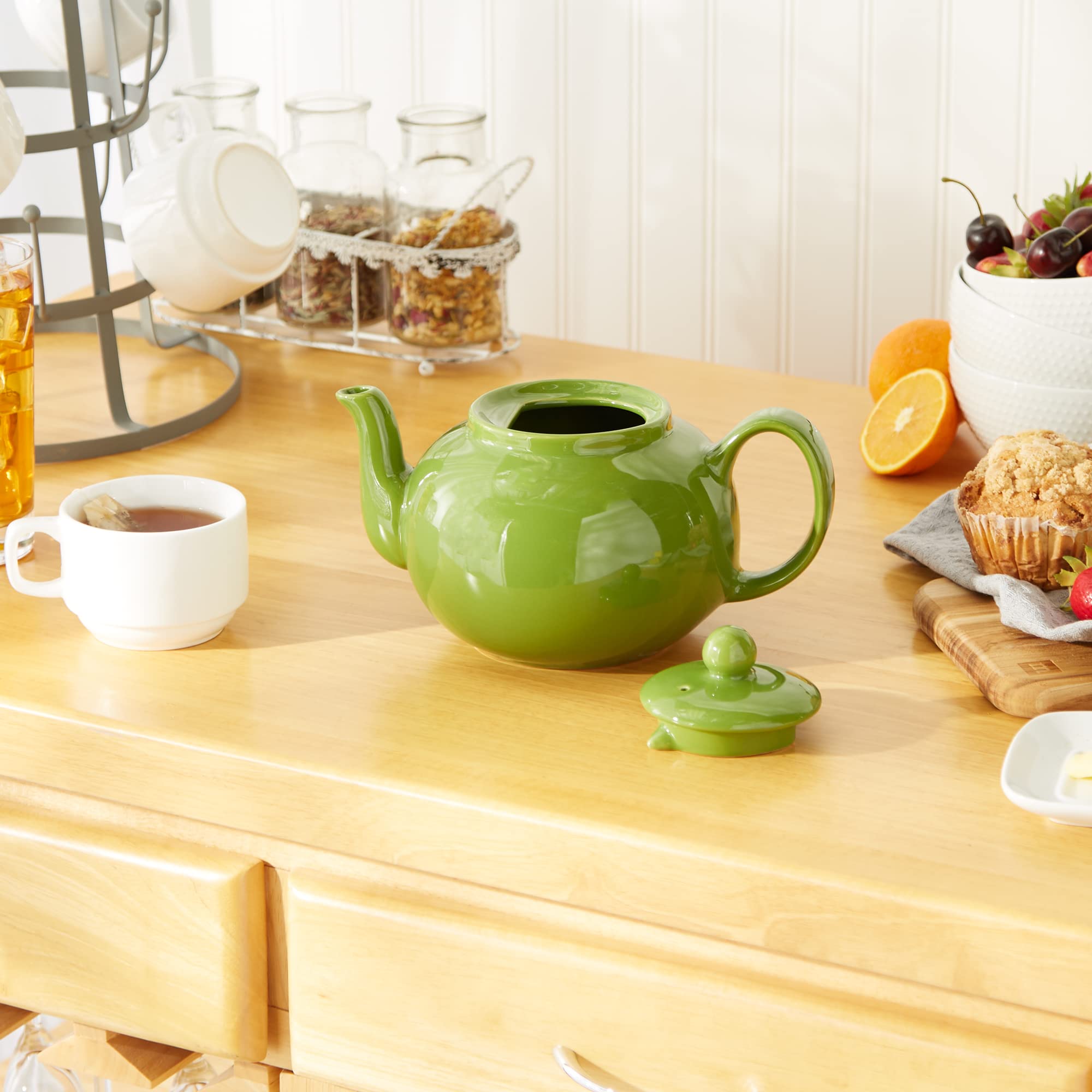 RSVP International Stoneware Teapot  Green