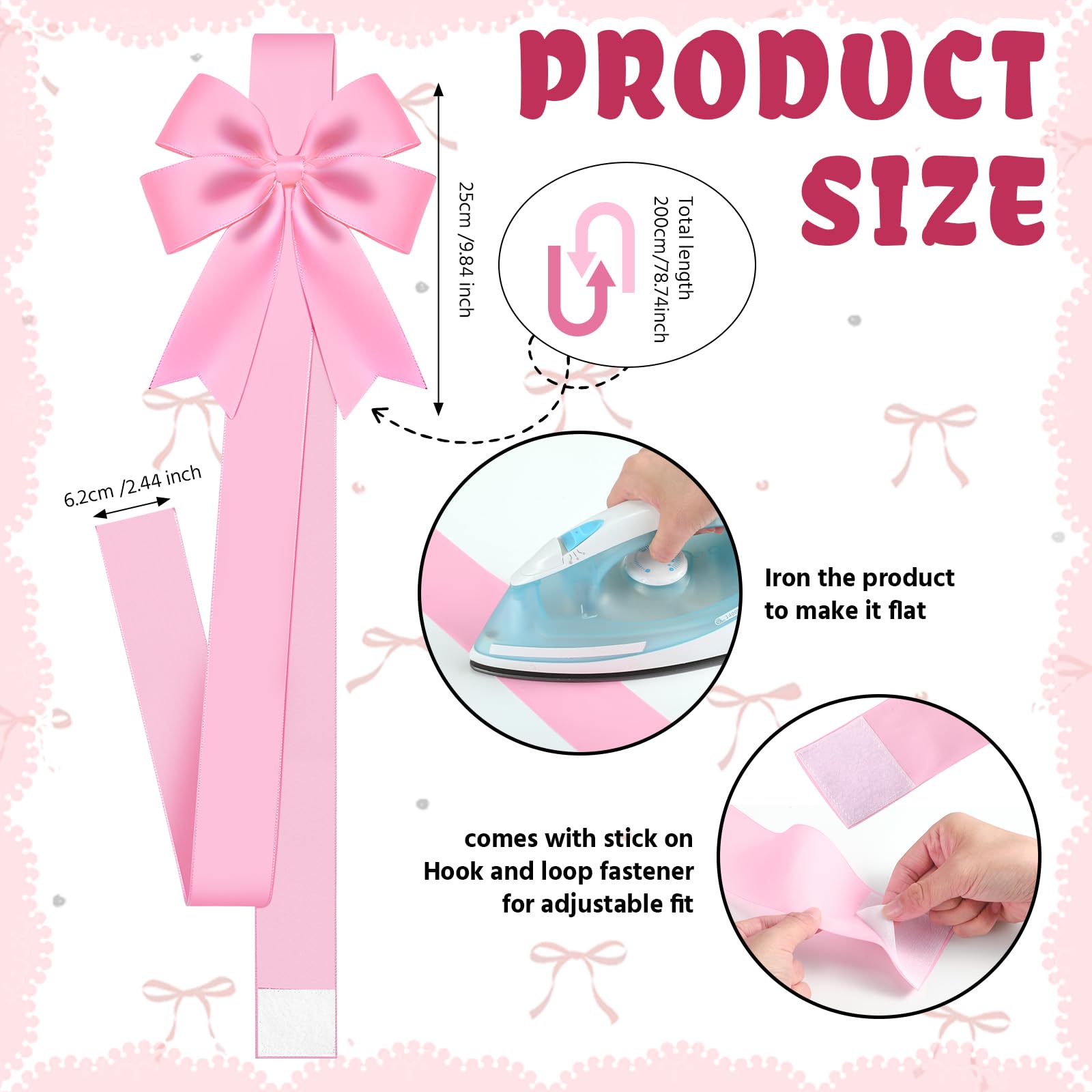 WILLBOND 6 Pieces Pink Christmas Cabinet Ribbons Bows Large Pink Bow Christmas Door Kitchen Cabinet Ribbon Bows Locker for Xmas