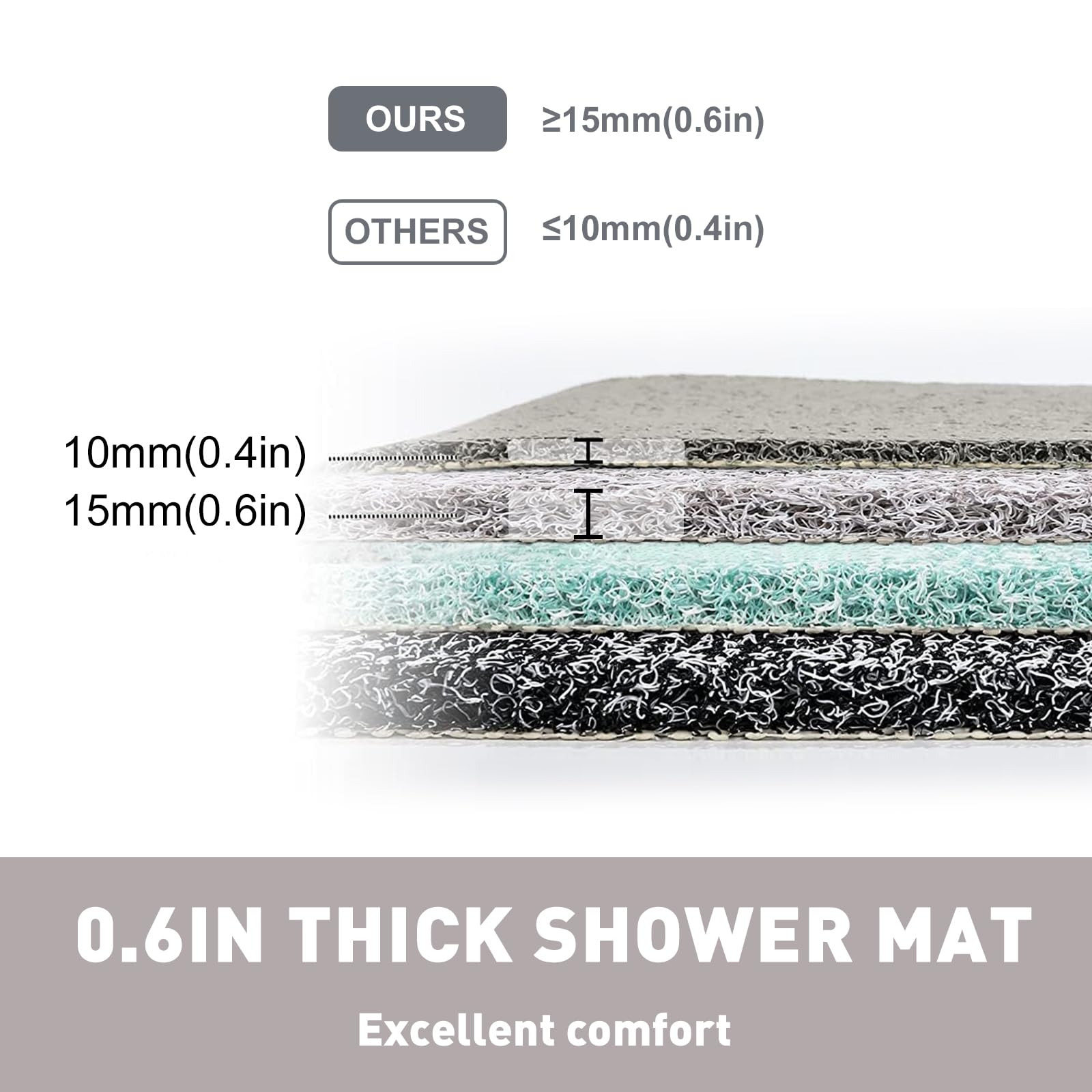 Mofonky Shower Mat Non Slip: 24 X 24 Inch Square Shower Mats With Drain Hole In Middle - Soft Loofah Quick Drying Matt For Showe