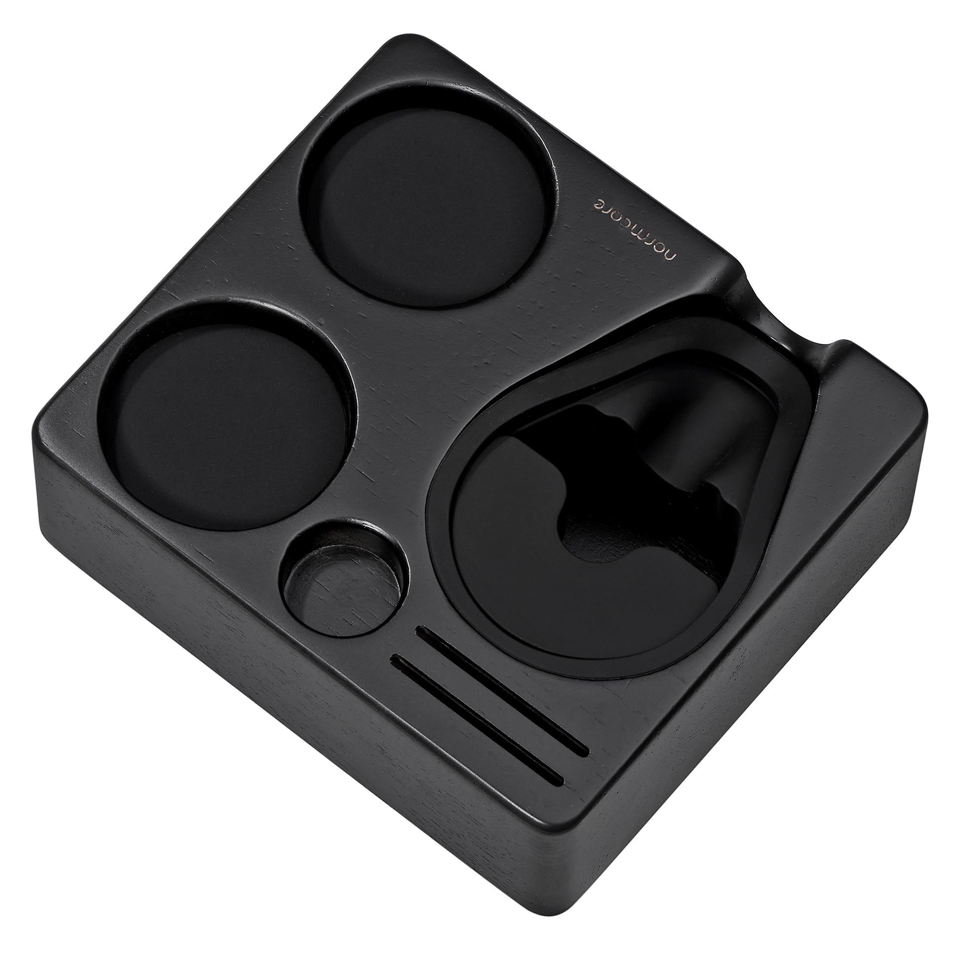 Normcore Compact Tamping Station - Espresso Black Tamper Station Base - Genuine American Black Oak Tamper Holder - Wooden Coffee