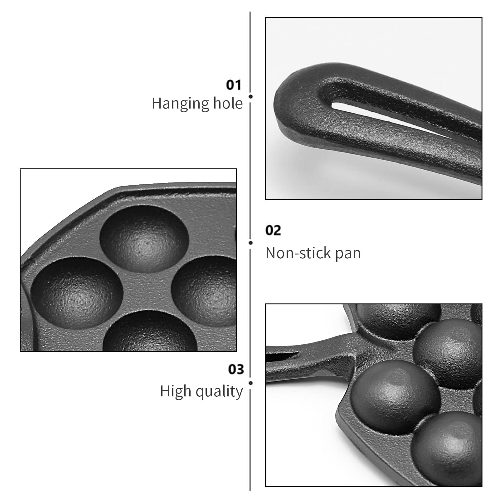 Anxingo Cast Iron Takoyaki Pan - 12 Hole Heavy Duty Square Cooking Plate Octopus Ball Maker 1.5'' Half Sphere Takoyaki Maker For