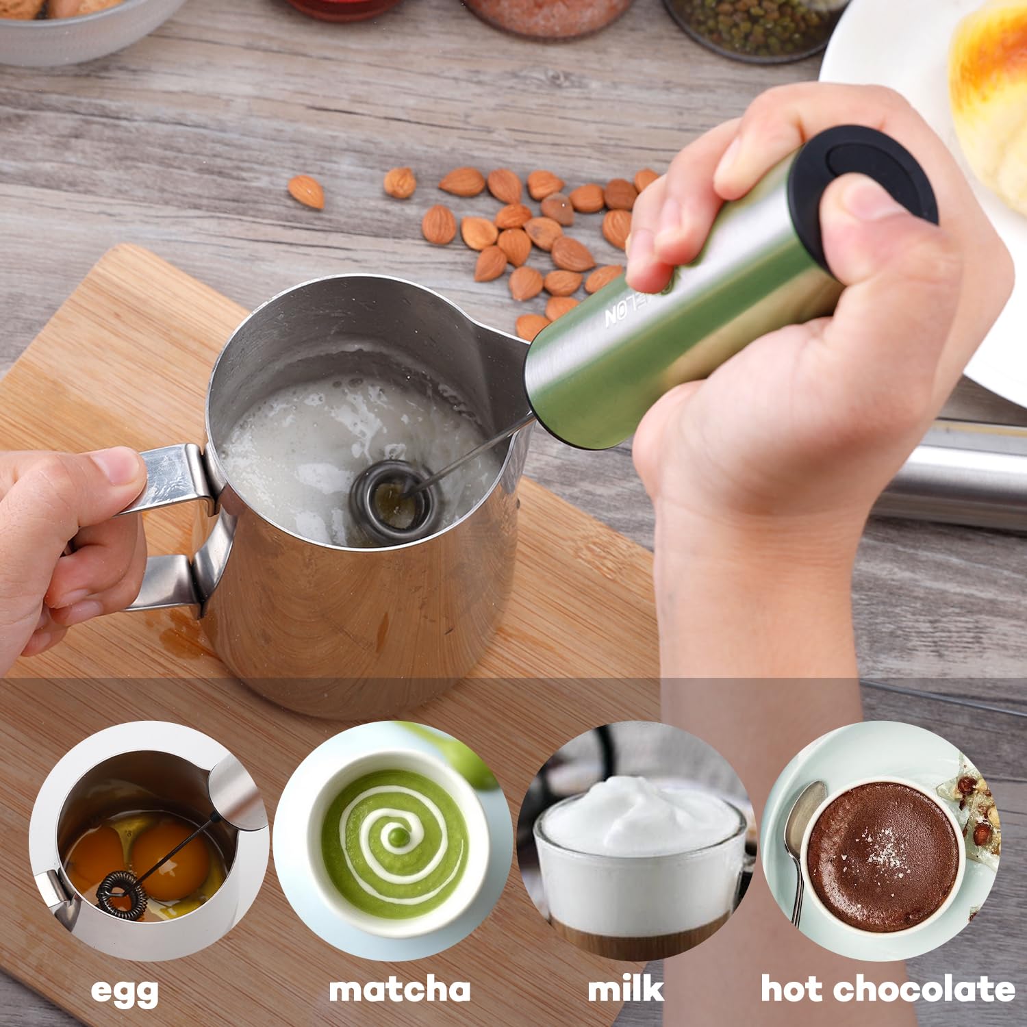 Rechargeable Milk Frother, Electric Coffee Foamer, Handheld Drink Mixer For Latte, Cappuccino, Coffee, Eggs, Hot Chocolate, Prot
