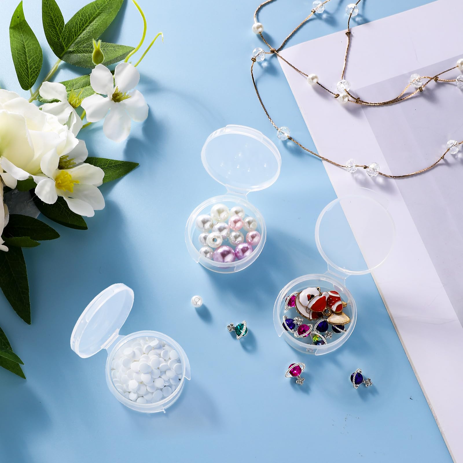 30 Pcs Plastic Cosmetic Jar 0.34oz/10g Empty Clear Case with Snap Lids Portable Mini Storage Box Makeup Jar Sample Bottle Sealin