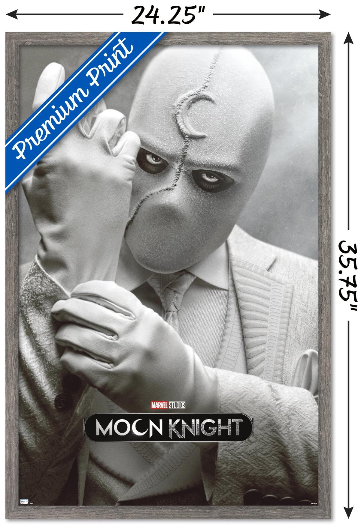 Trends International Marvel Moon Knight - Mr. Knight One Sheet Wall Poster, 22.375'' X 34'', Barnwood Framed Version