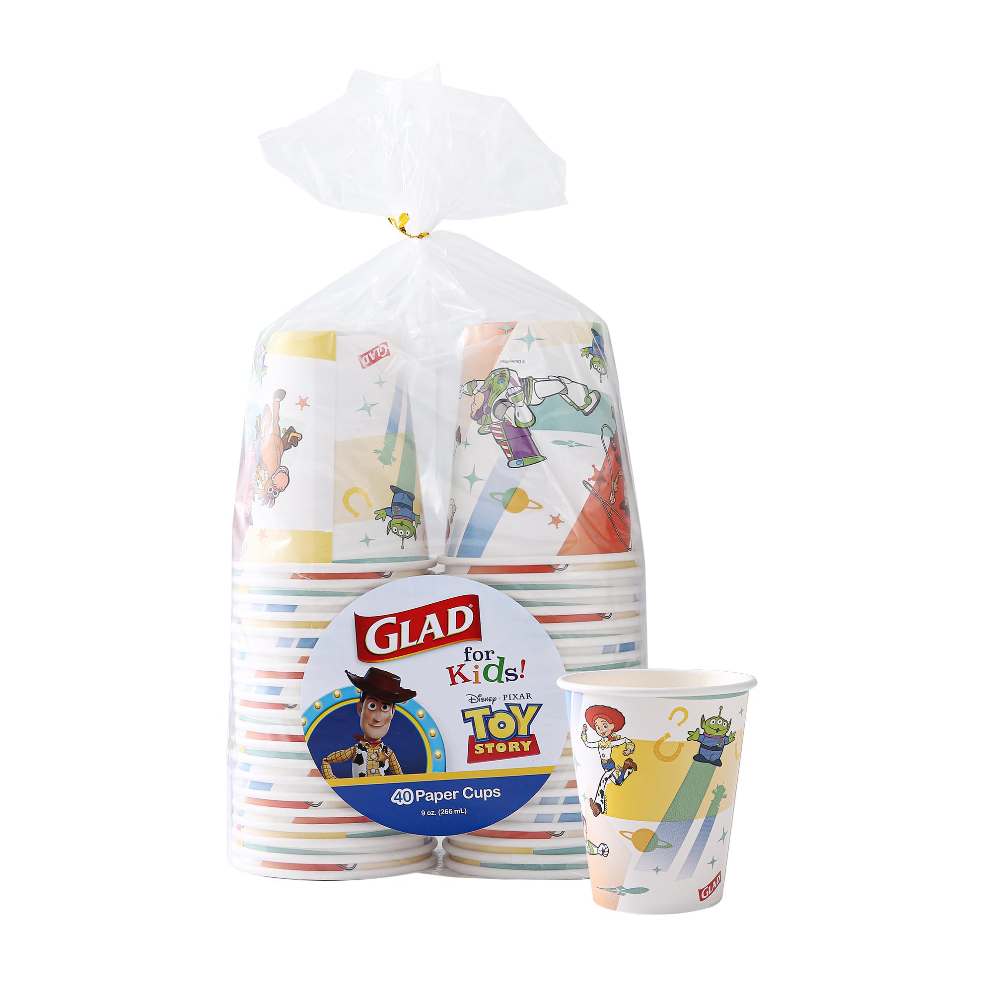 Glad for Kids Disney Pixar Toy Story 9oz Paper Cups | Paper Cups, Kids Cups| KidFriendly Paper Cups for Everyday Use, 9oz Dispo