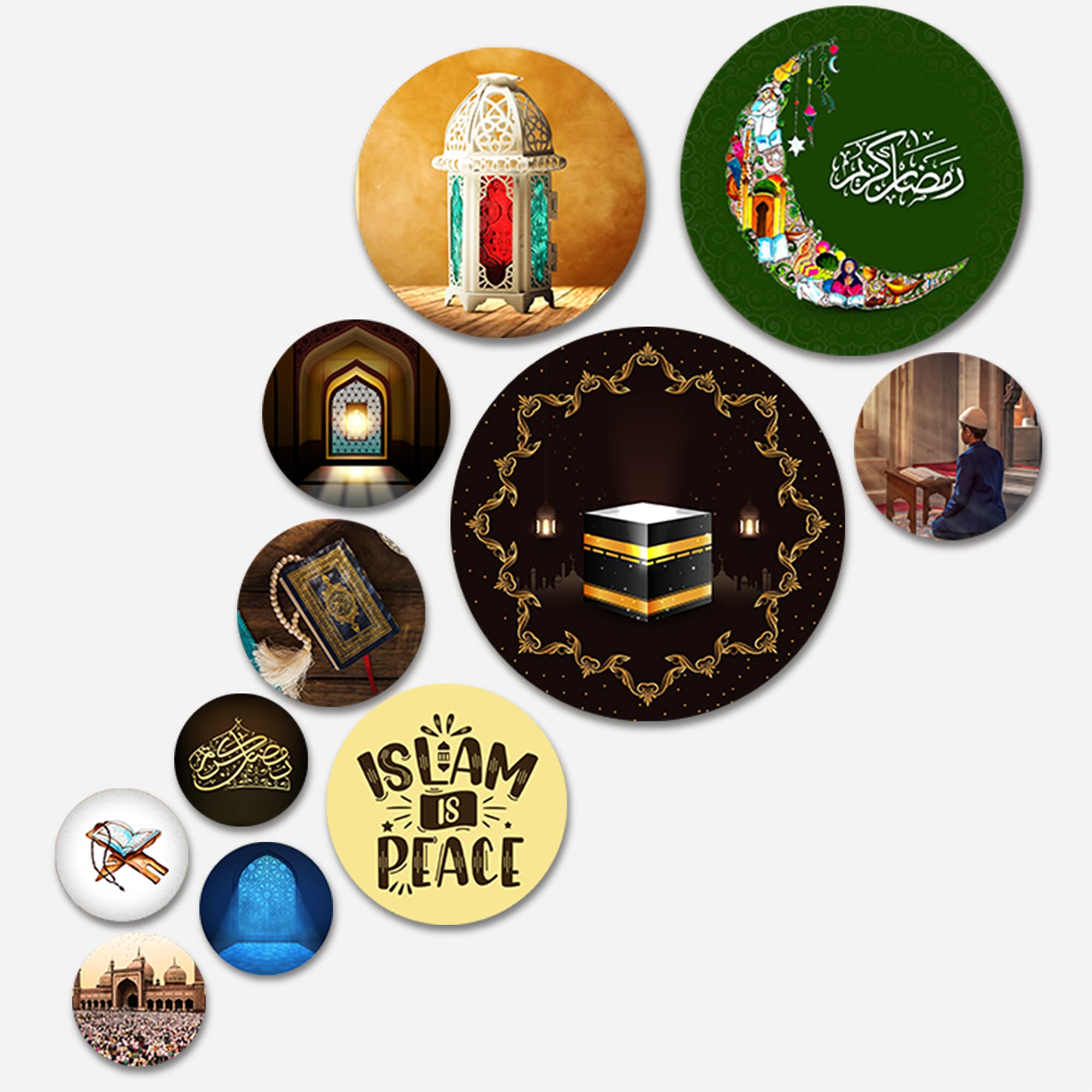 Artvibes Ramadan Special Islamic Round Shape Mdf Wooden Wall Decor Items | Living Room | Office | Wall Art Painting For Hall | G
