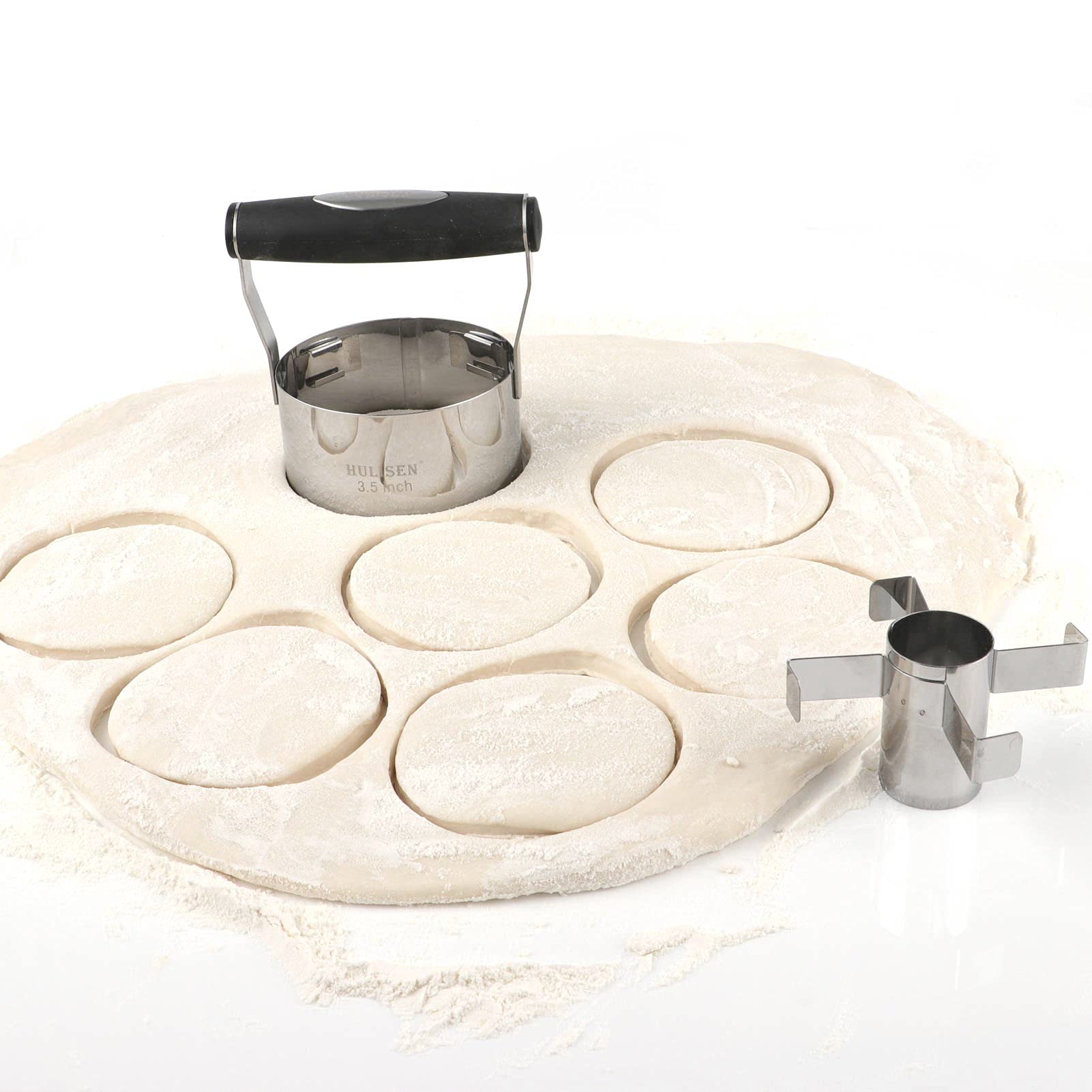 Hulisen Donut Cutter With Removable Center, 3.5'' Stainless Steel Doughnut Cutter With Soft Grip Handle, Donut Cookie Cutters Fo