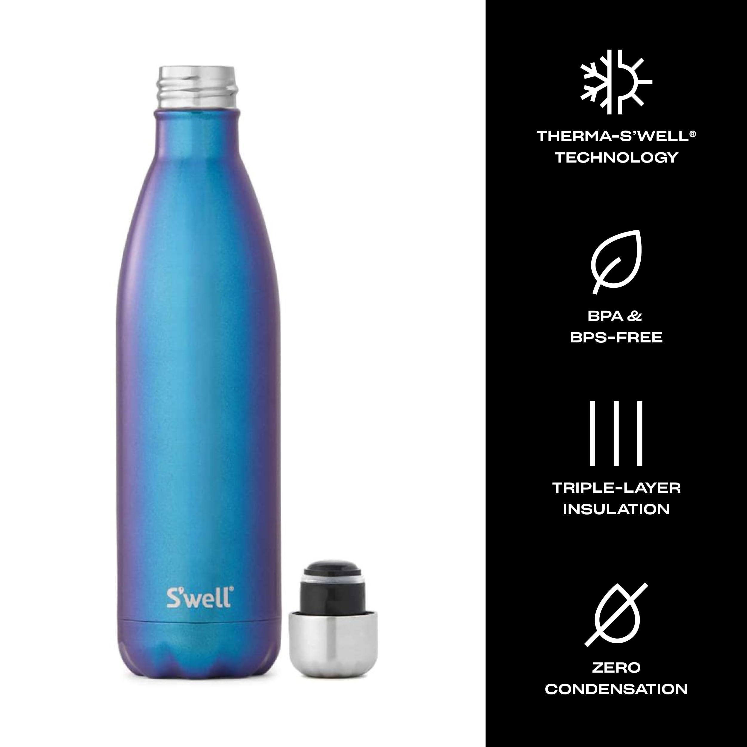 S'Well Stainless Steel Water Bottle, 25Oz, Neptune, Triple Layered Vacuum Insulated Containers Keeps Drinks Cold For 48 Hours An