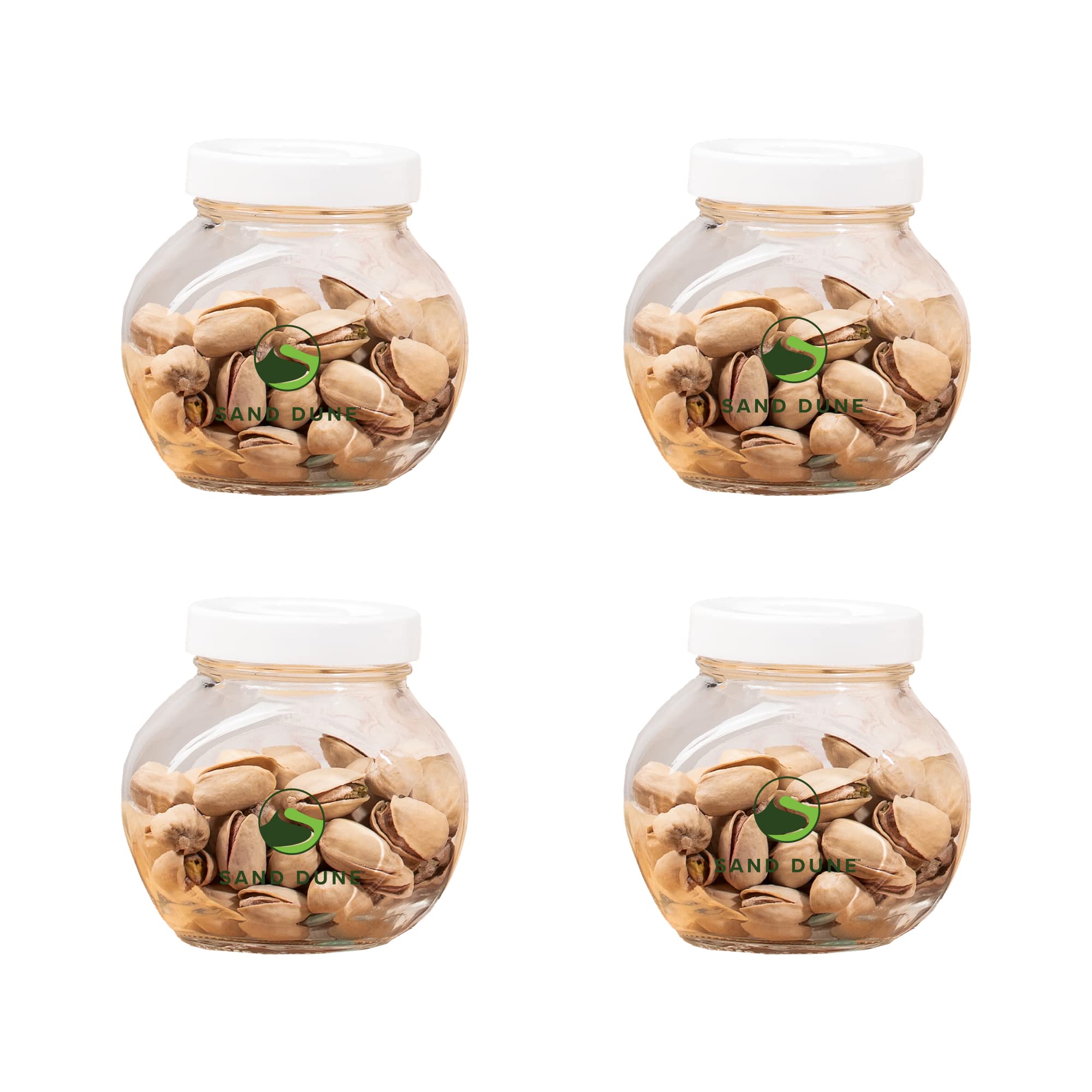 Sand Dune Set Of 4, 200 Ml Each Storage Glass Jar White Plastic Cap, Transparent | Bpa Free | Storage Jar Containers/Barni For K