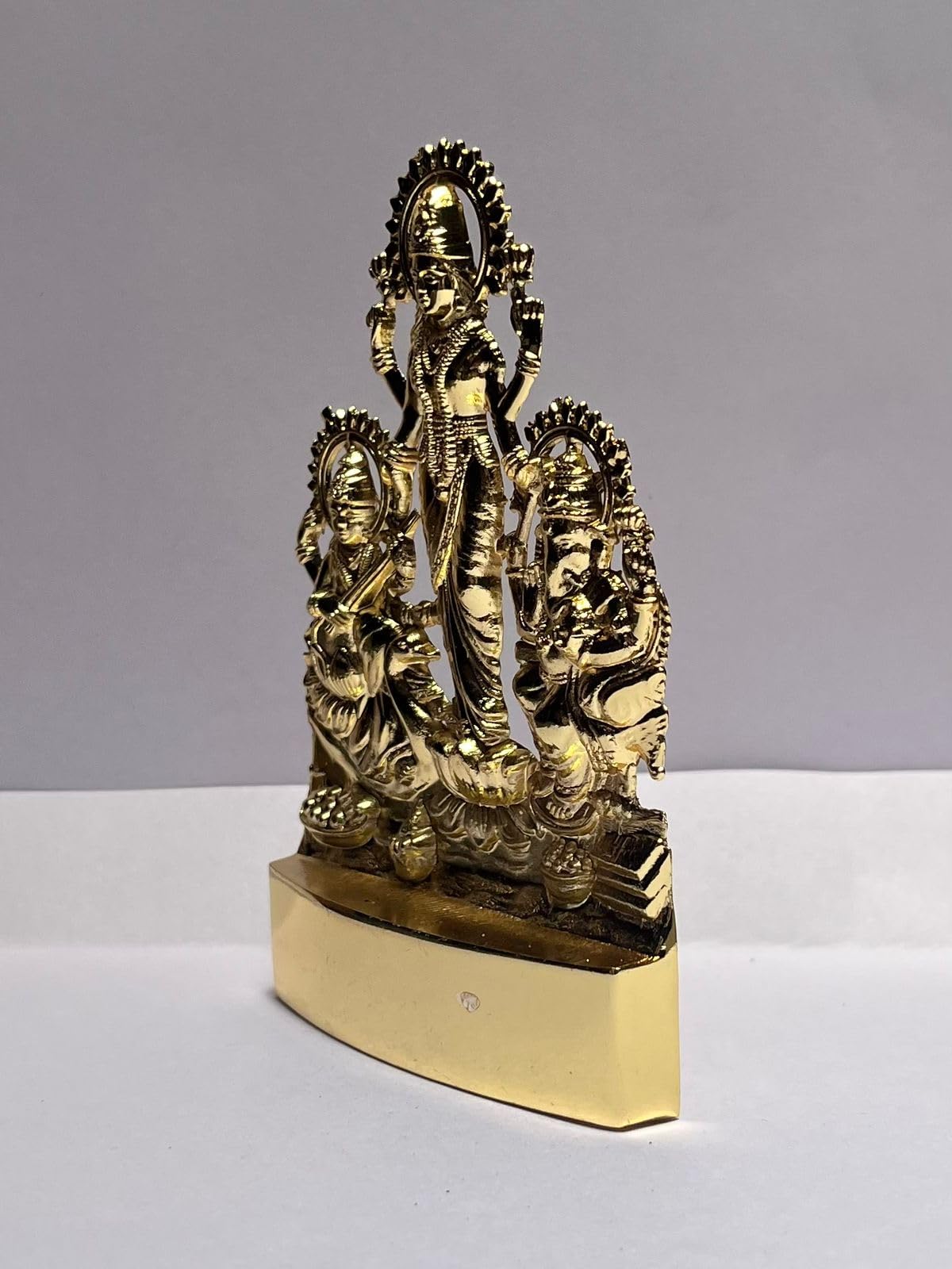 Buy N Relax Laxmi Ganesh Saraswati Statue, Gold-Plated Metallic Statue, Hindu Religious Decor 11Cm Idol