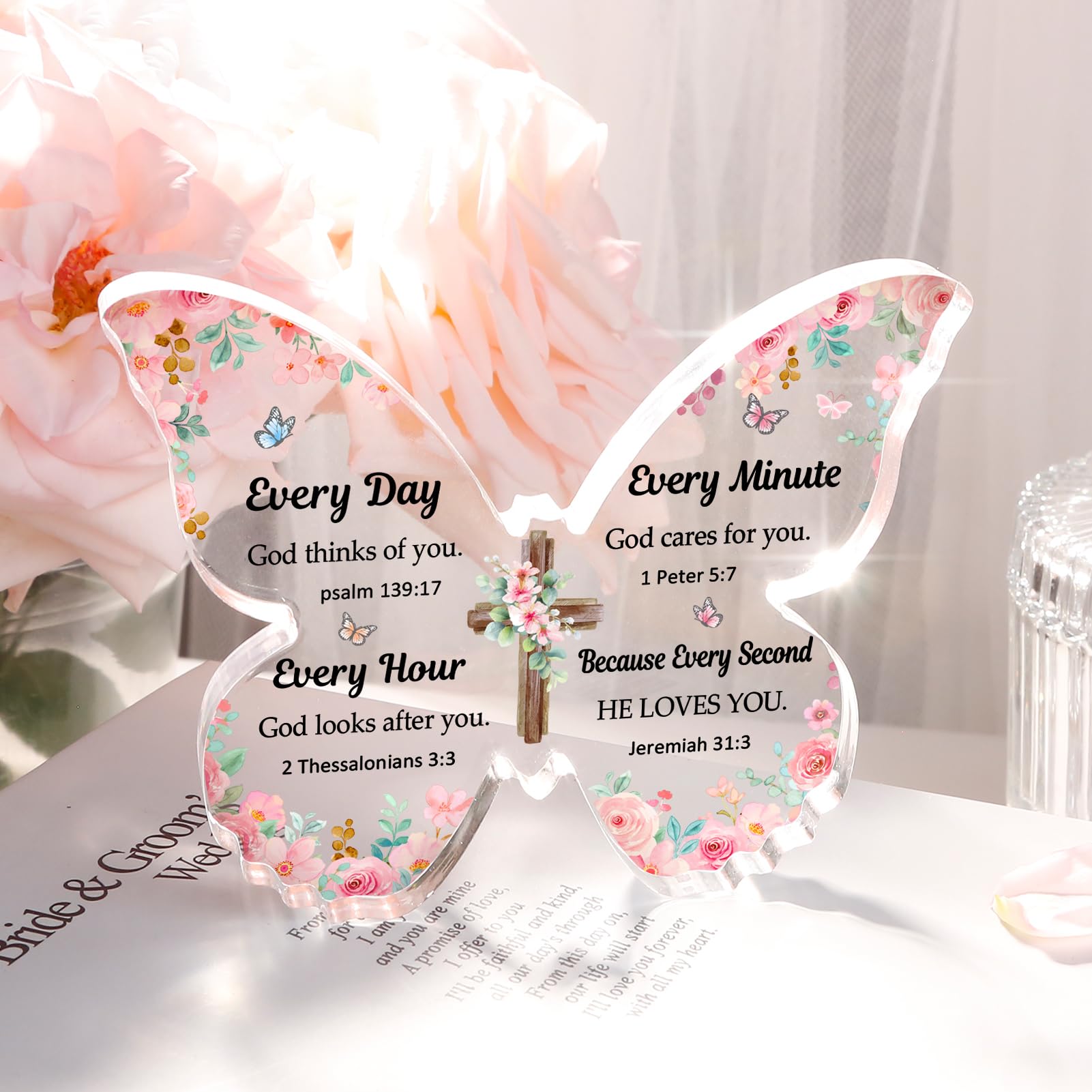 Christian Gifts for Women Faith, Butterfly Acrylic Plaque Sign, Christian Christmas Gift for Women on Mothers Day Birthday, Spir