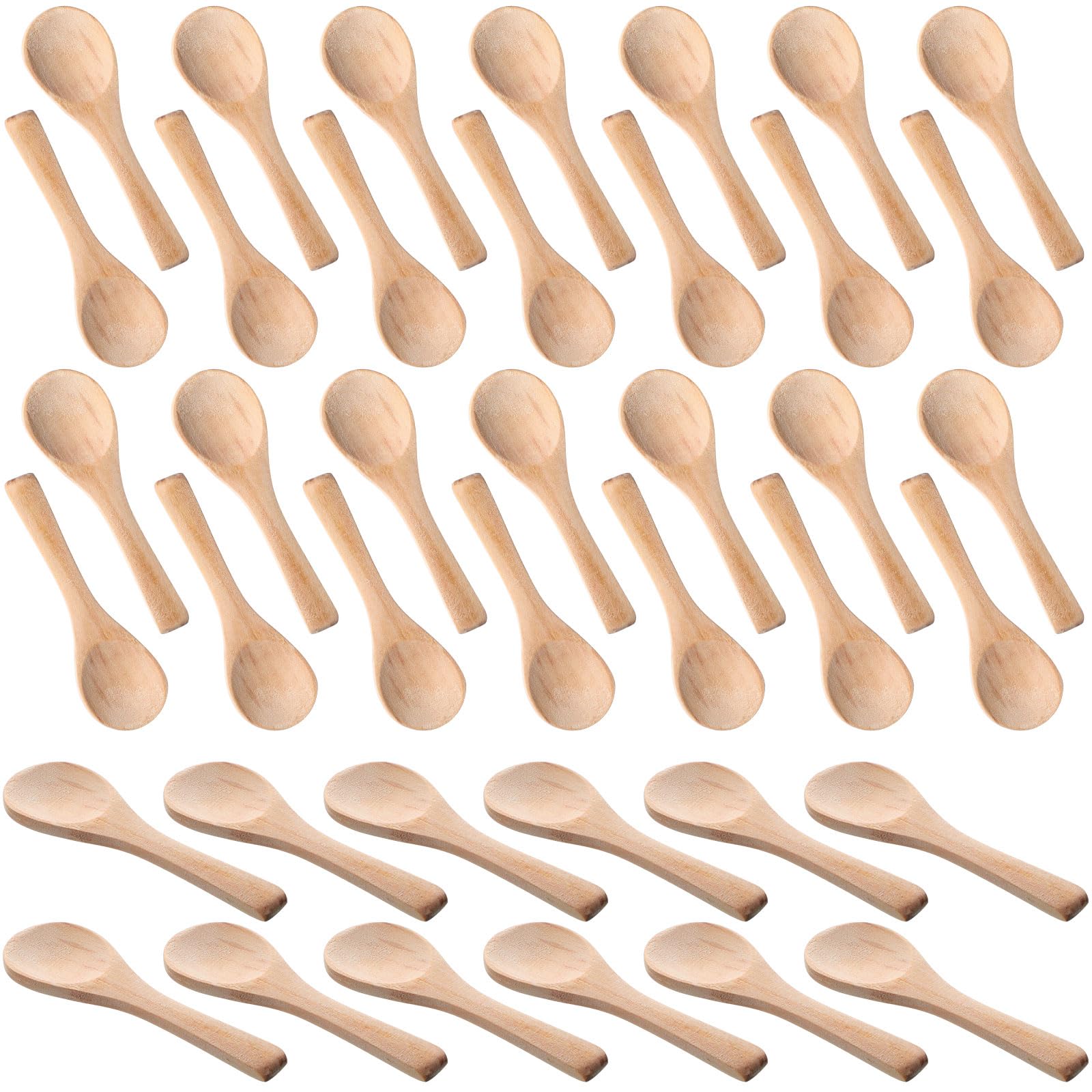 Boao 200 Pcs Small Wooden Spoons, 3.5 L, Mini Wood Natural Tiny Spoons Wooden Little Teaspoons for Jars Sugar Creamer Honey Sp