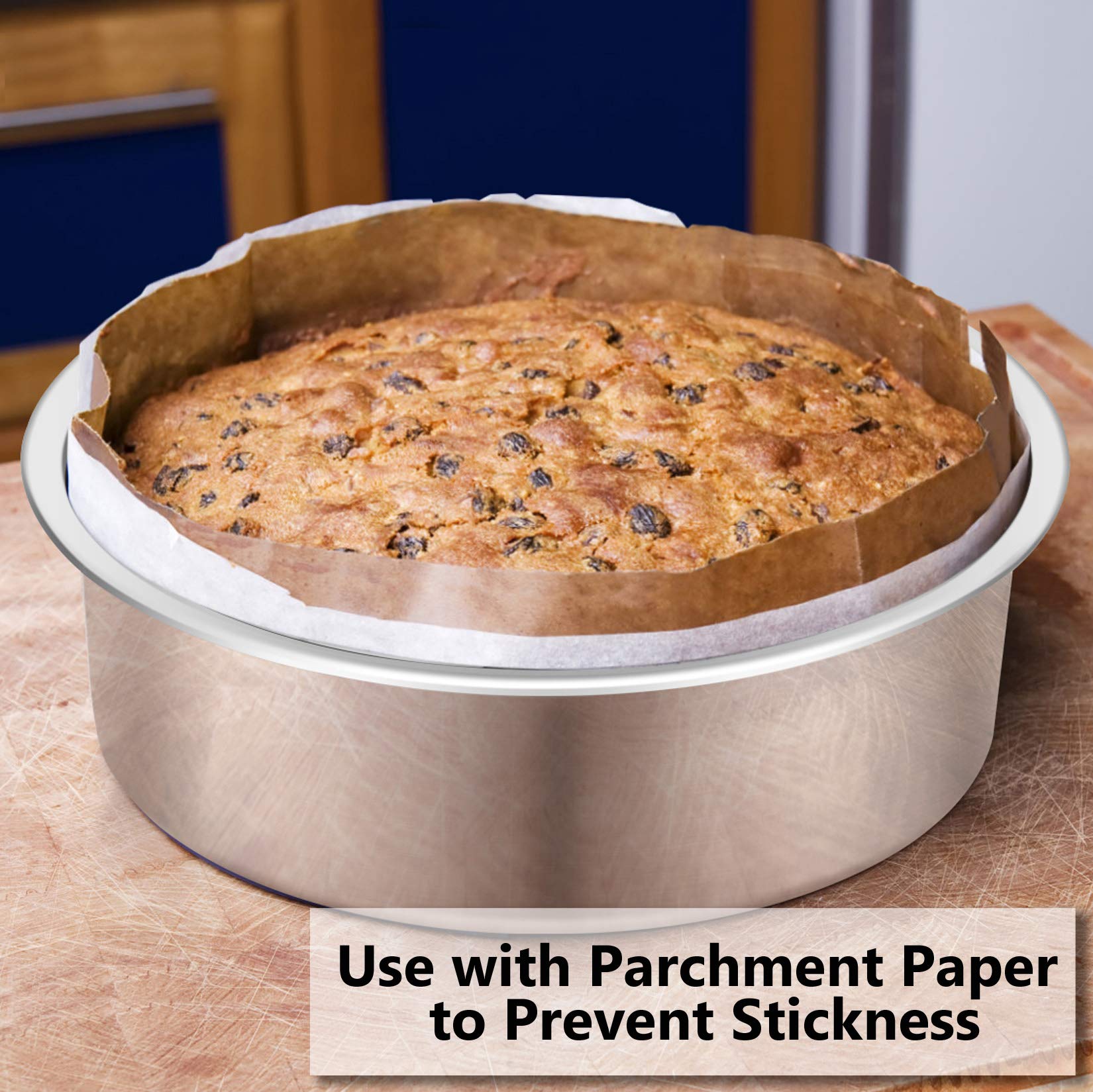 P&P Chef 6 Inch Cake Pan Set Of 2, Stainless Steel Round Baking Layer Pans, Non Toxic & Healthy, Leakproof & Easy Clean, Mirror