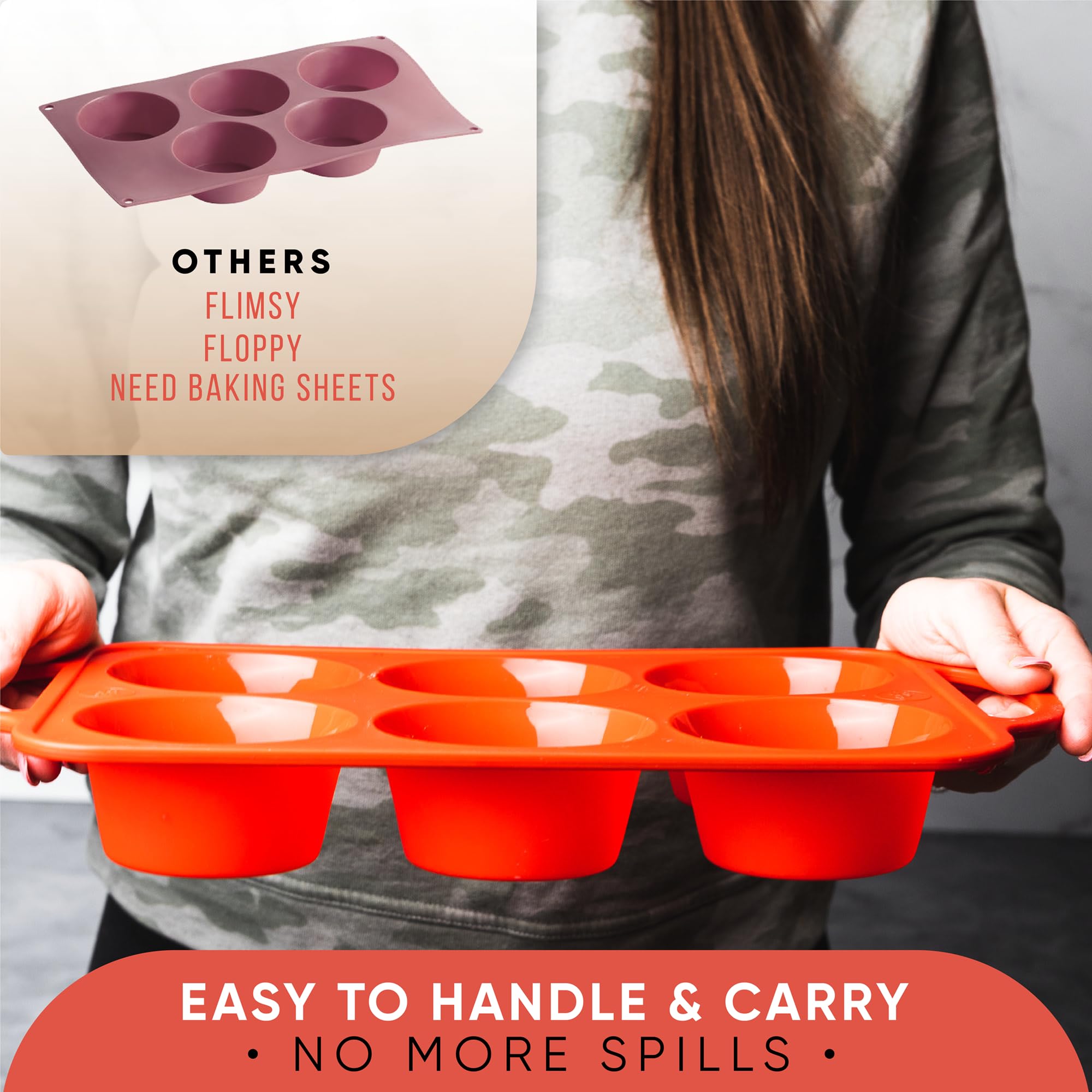 Bake Boss Jumbo Muffin Pan With Metal Reinforced Handles (Patented) - Extra Large Muffin Pan - Big Muffin Pan - Jumbo Muffin Pan