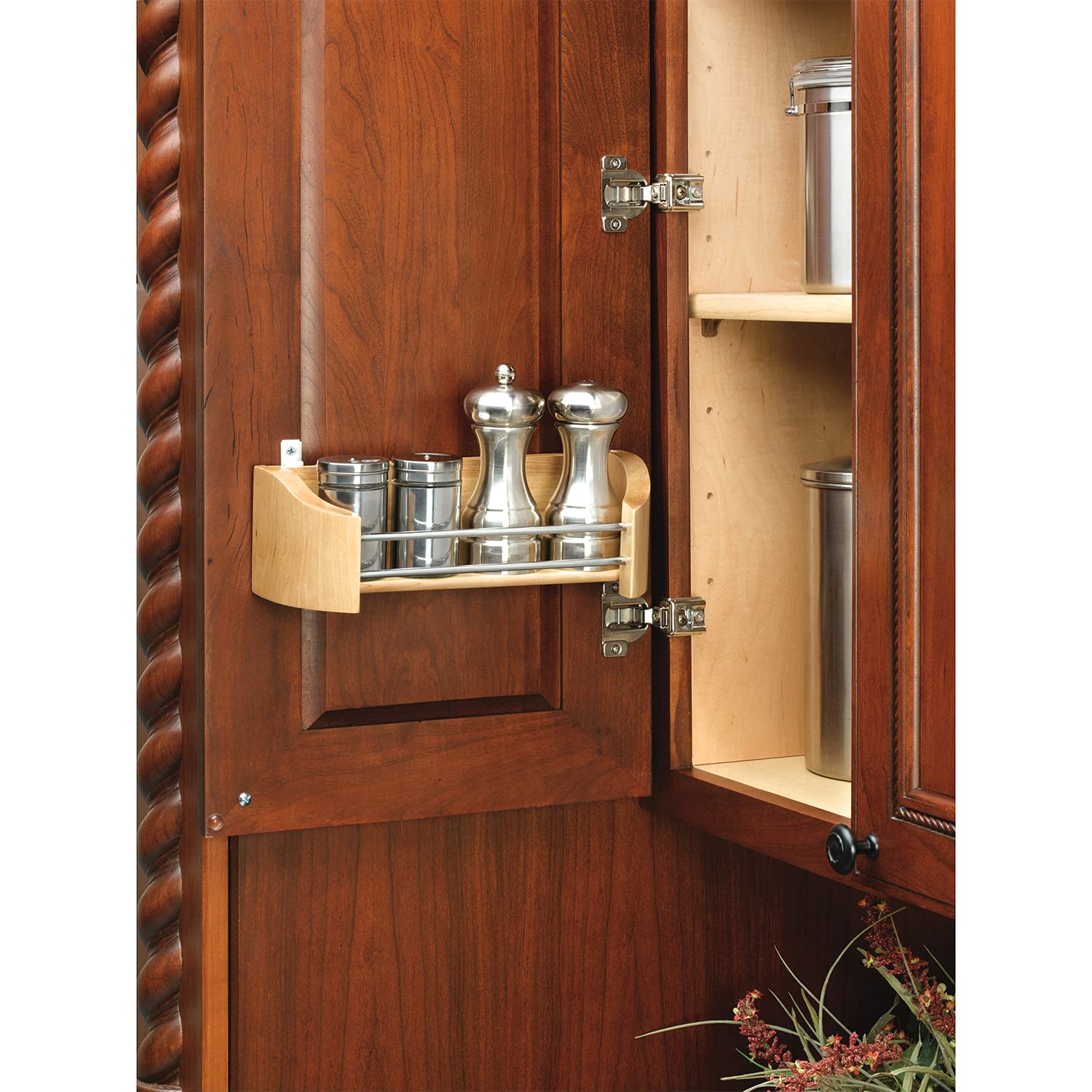 Rev-A-Shelf 4231-11-52 11 Inch Wooden Cabinet Pantry Door Easy Mounting And Installation Utility Storage Tray W/Chrome Rails For