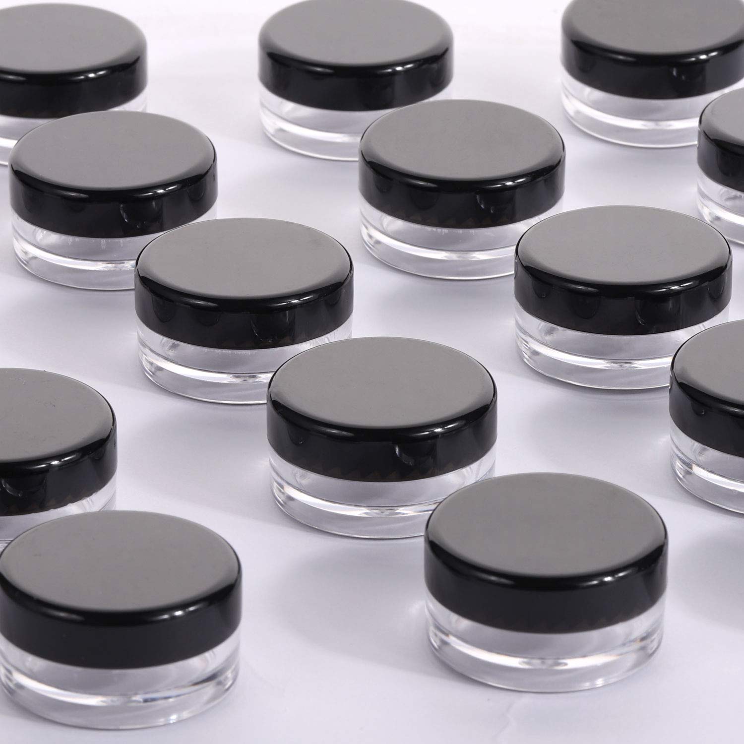 100 Pieces 10G Small Containers With Lids Plastic Jar Cosmetic Jars Empty Makeup Sample Containers Lip Balm Containers - Black