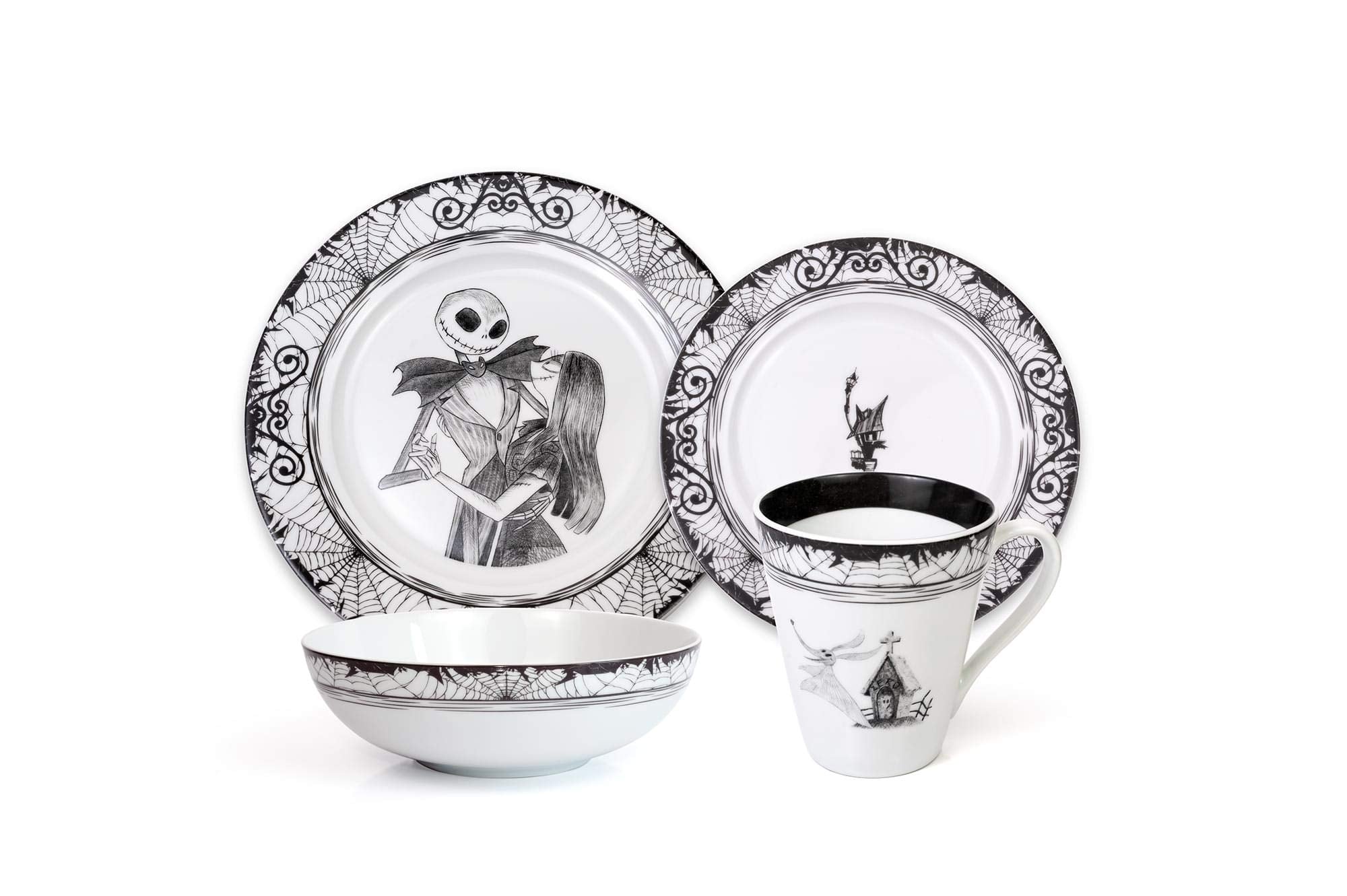 The Nightmare Before Christmas 16Piece Dinnerware Set | Ceramic Dish Set White