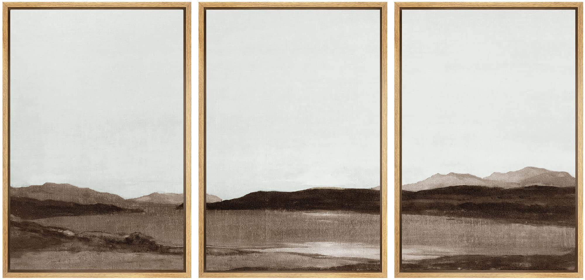 Signwin Framed Canvas Print Wall Art Set Brown Minimal Desert Valley Landscape Nature Abstract Illustrations Modern Art Decorati