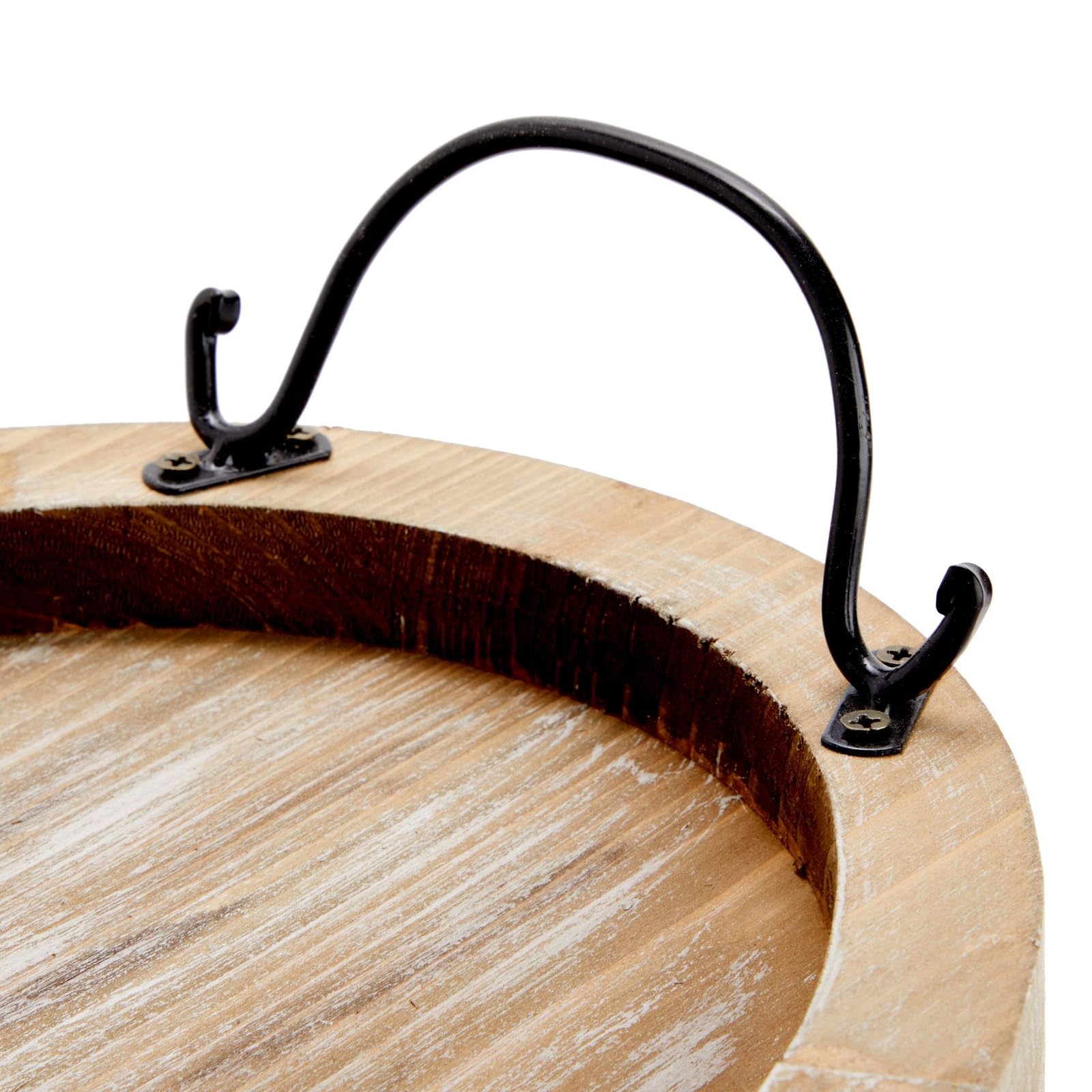 Farmlyn Creek Oval Wooden Serving Tray With Handles, Decorative Platter For Coffee Table, Living Room (15.75 X 10.8 X 1.25 In)