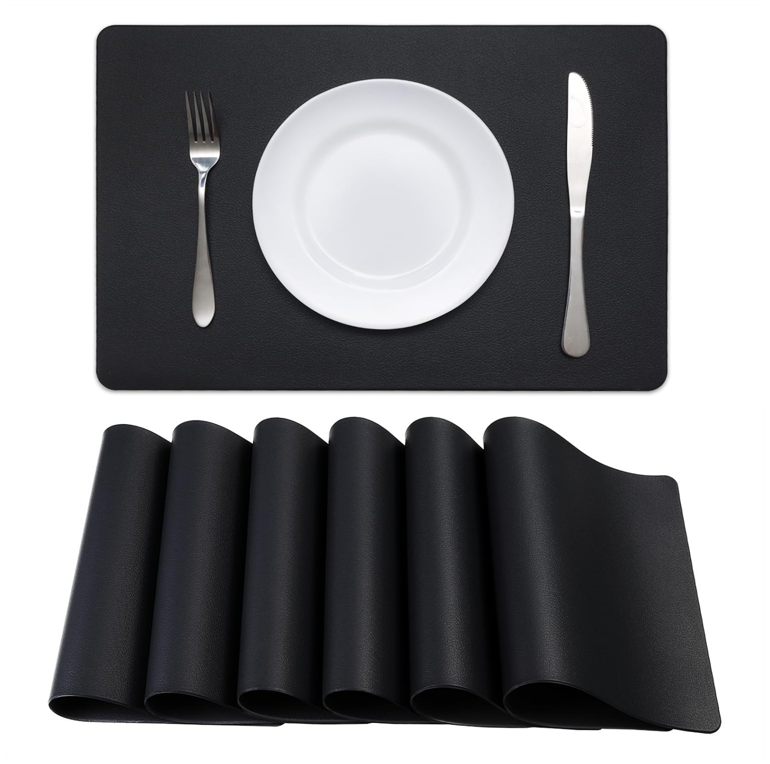 Faux Leather Placemats Heloho Navy Blue Table Place Mats Set Of 6 Waterproof Oilproof Heat Stain Resistant Placemats Washable Wi