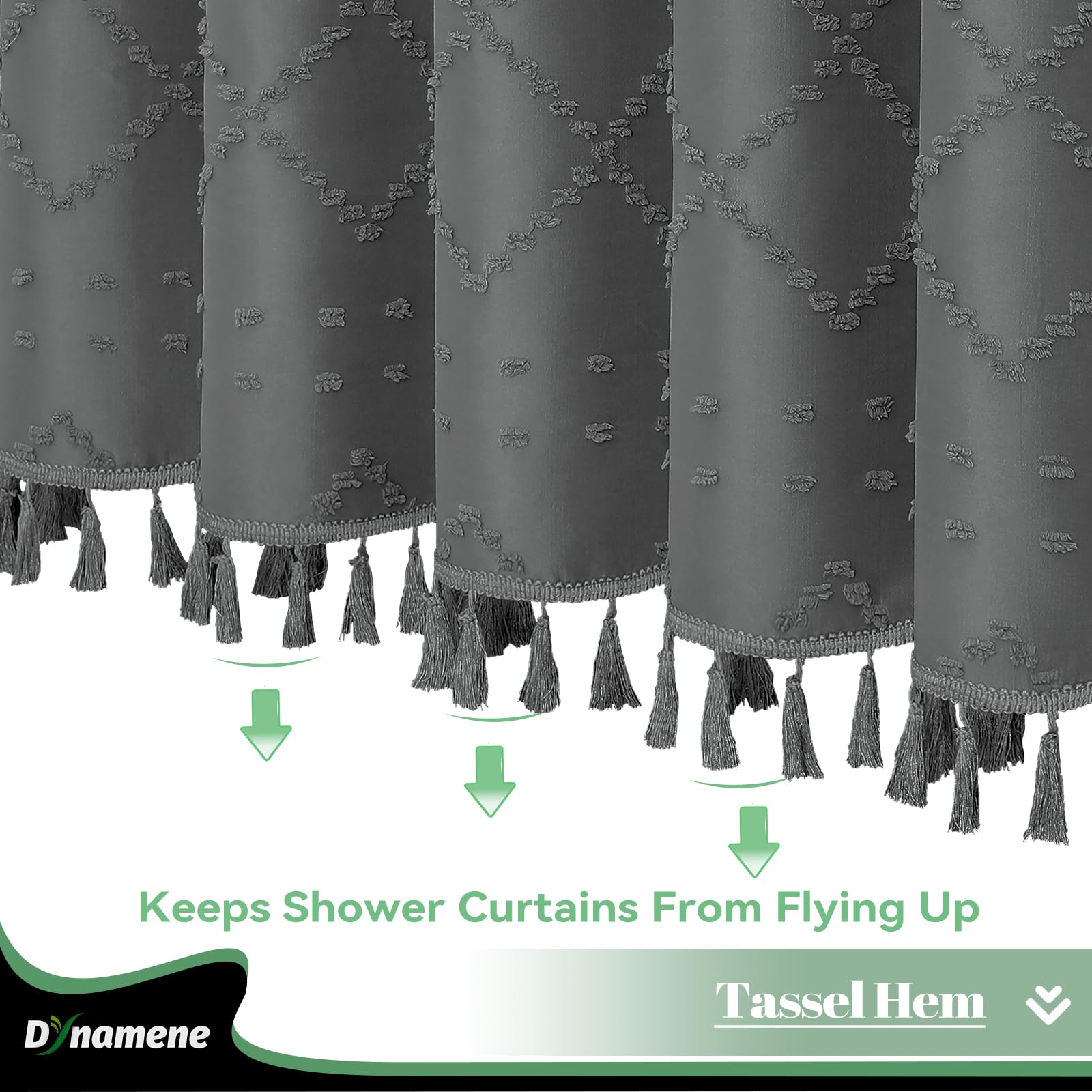 Dynamene 78 Inch Long Shower Curtain, Boho Tufted Geometric Striped Tall Cloth Shower Curtains For Bathroom Decor, Large Hotel L