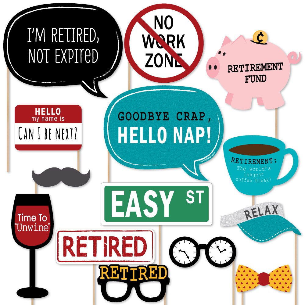Big Dot Of Happiness Retirement - Photo Booth Props Kit 20 Count